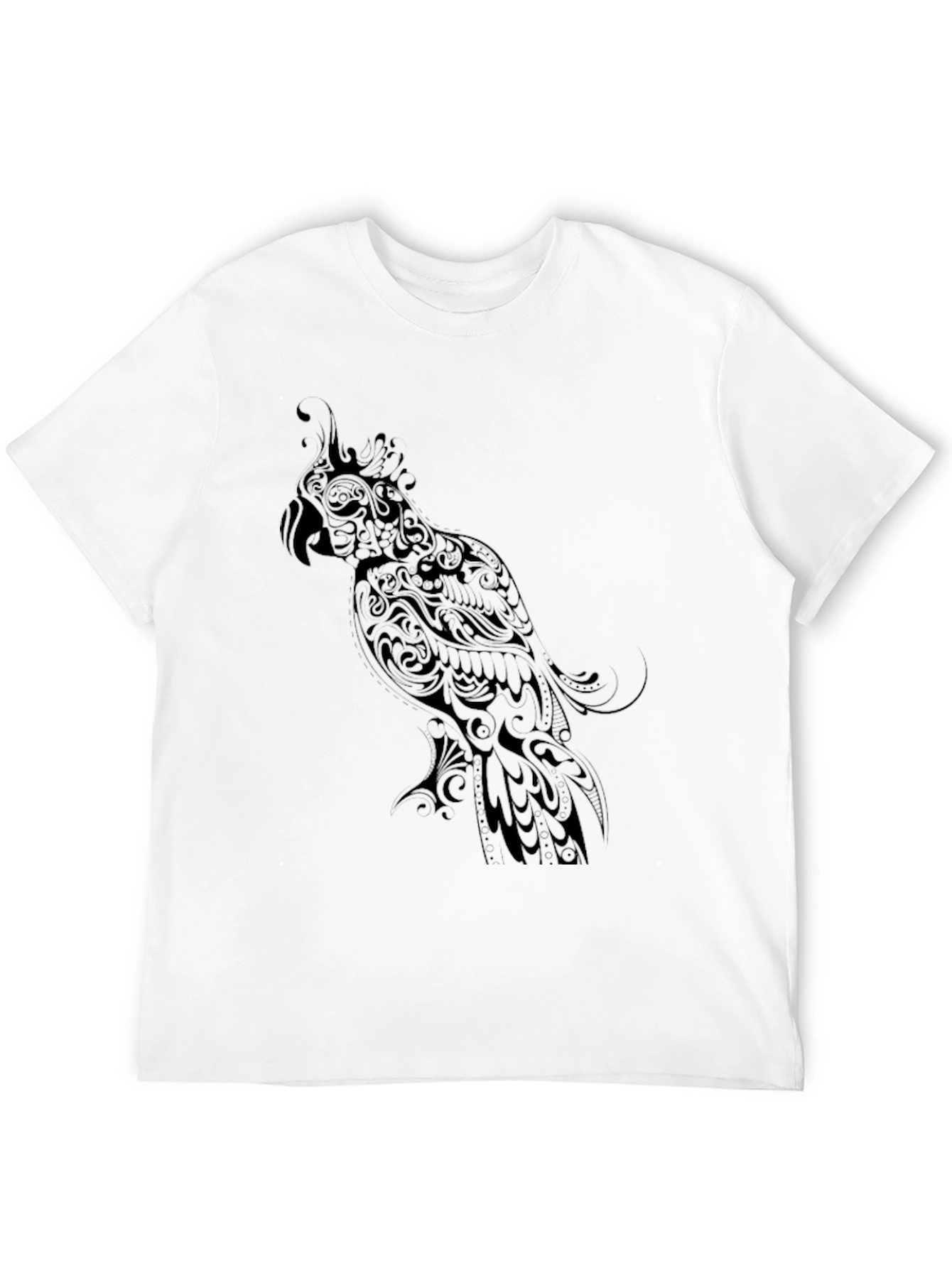 Black Parrot Graphic Tee - Stylish Bird Design