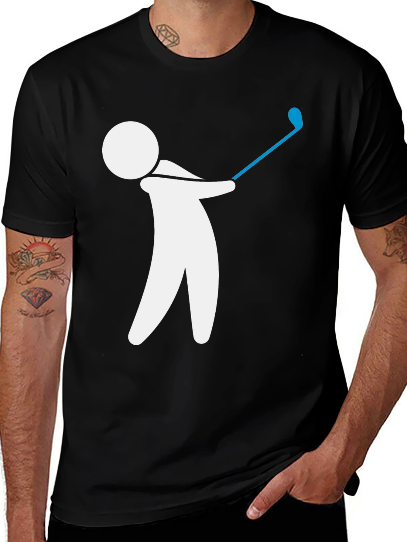 Golf Swing Graphic Tee - Black Cotton T-Shirt