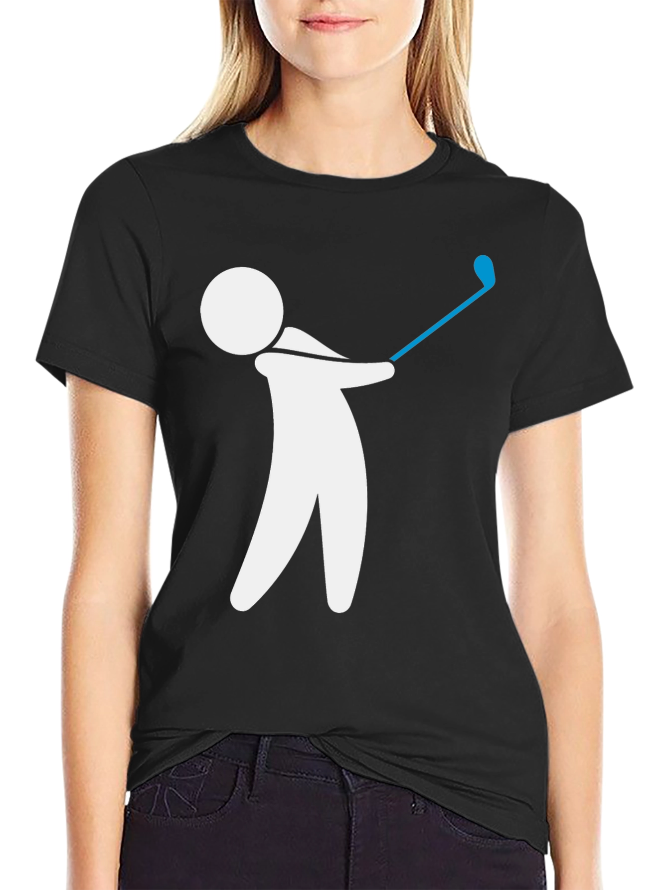 Golf Swing Graphic Tee - Black Cotton T-Shirt