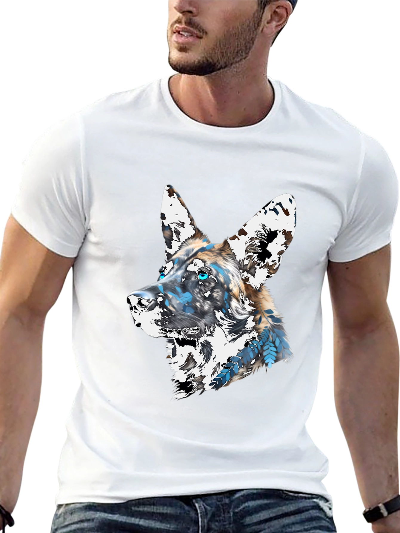 Abstract Dog Graphic Tee - Mens Black T-Shirt