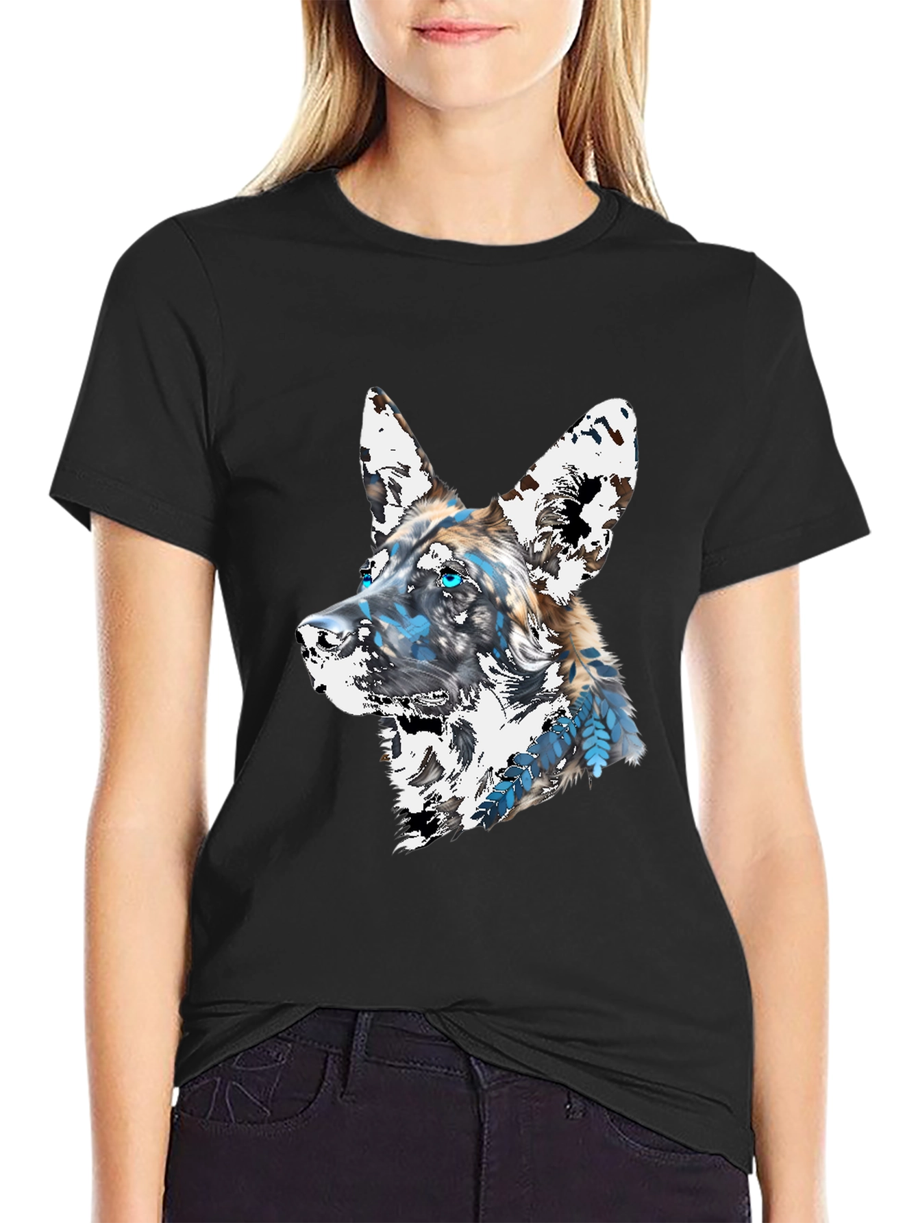 Abstract Dog Graphic Tee - Mens Black T-Shirt