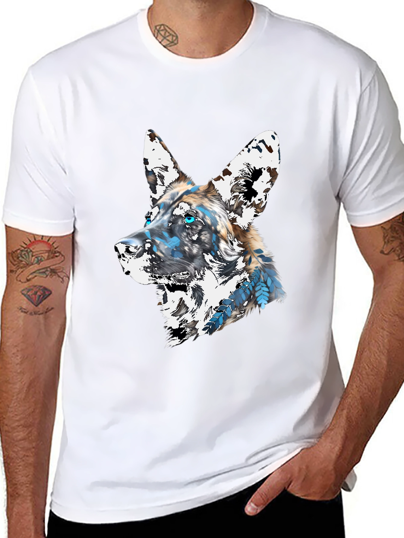 Abstract Dog Graphic Tee - Mens Black T-Shirt