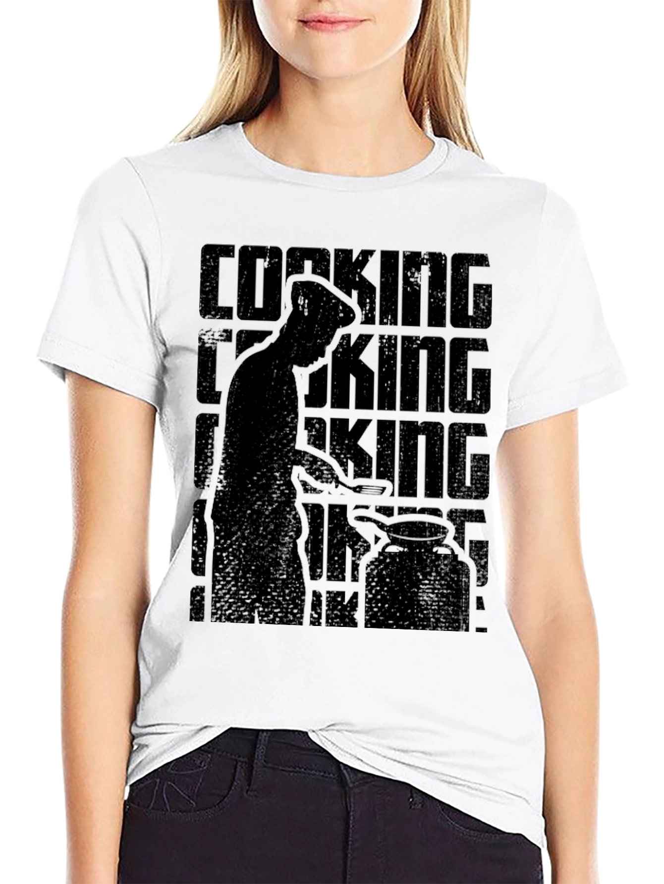 Cooking King Mens Black Graphic T-Shirt