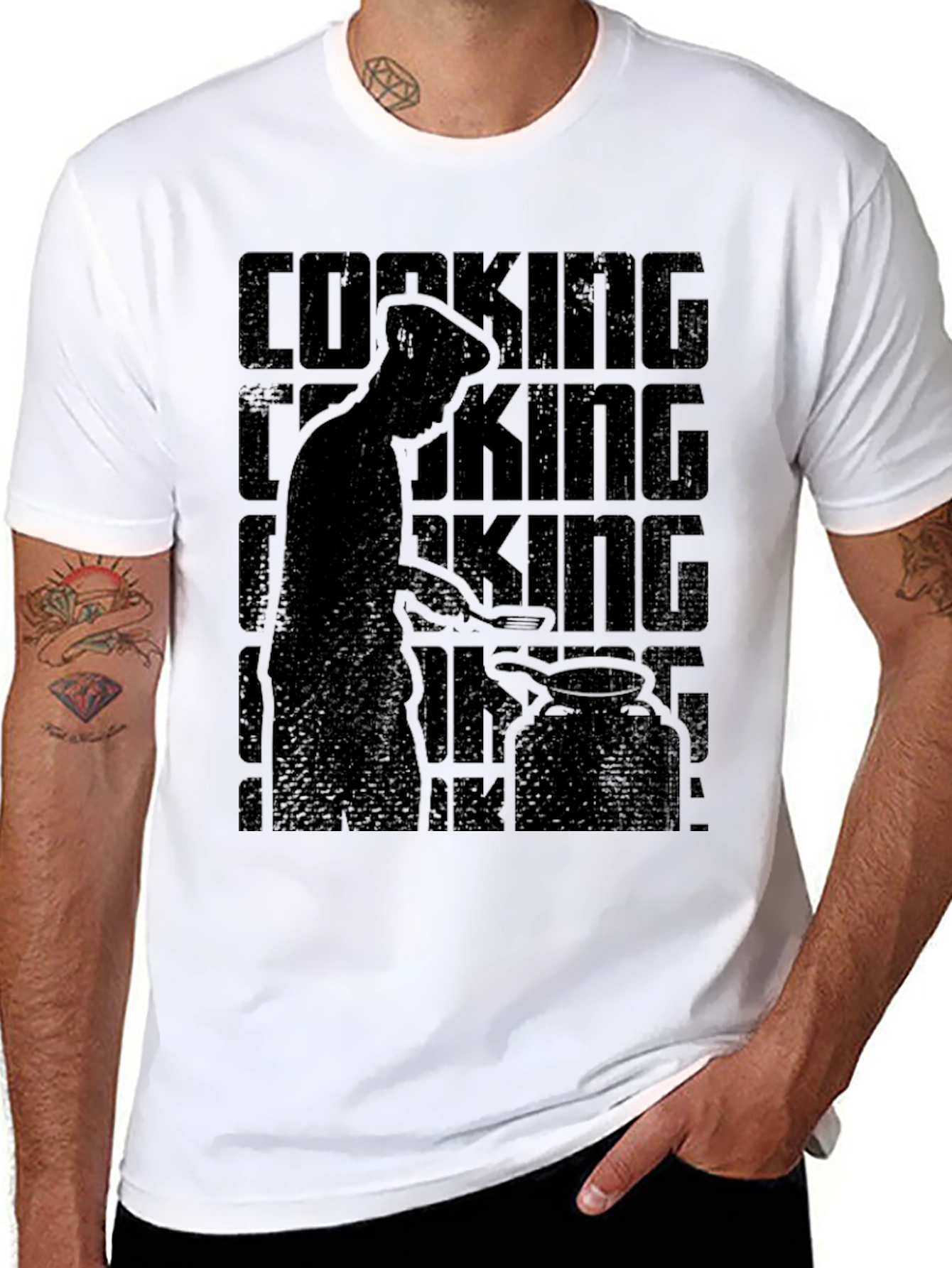 Cooking King Mens Black Graphic T-Shirt