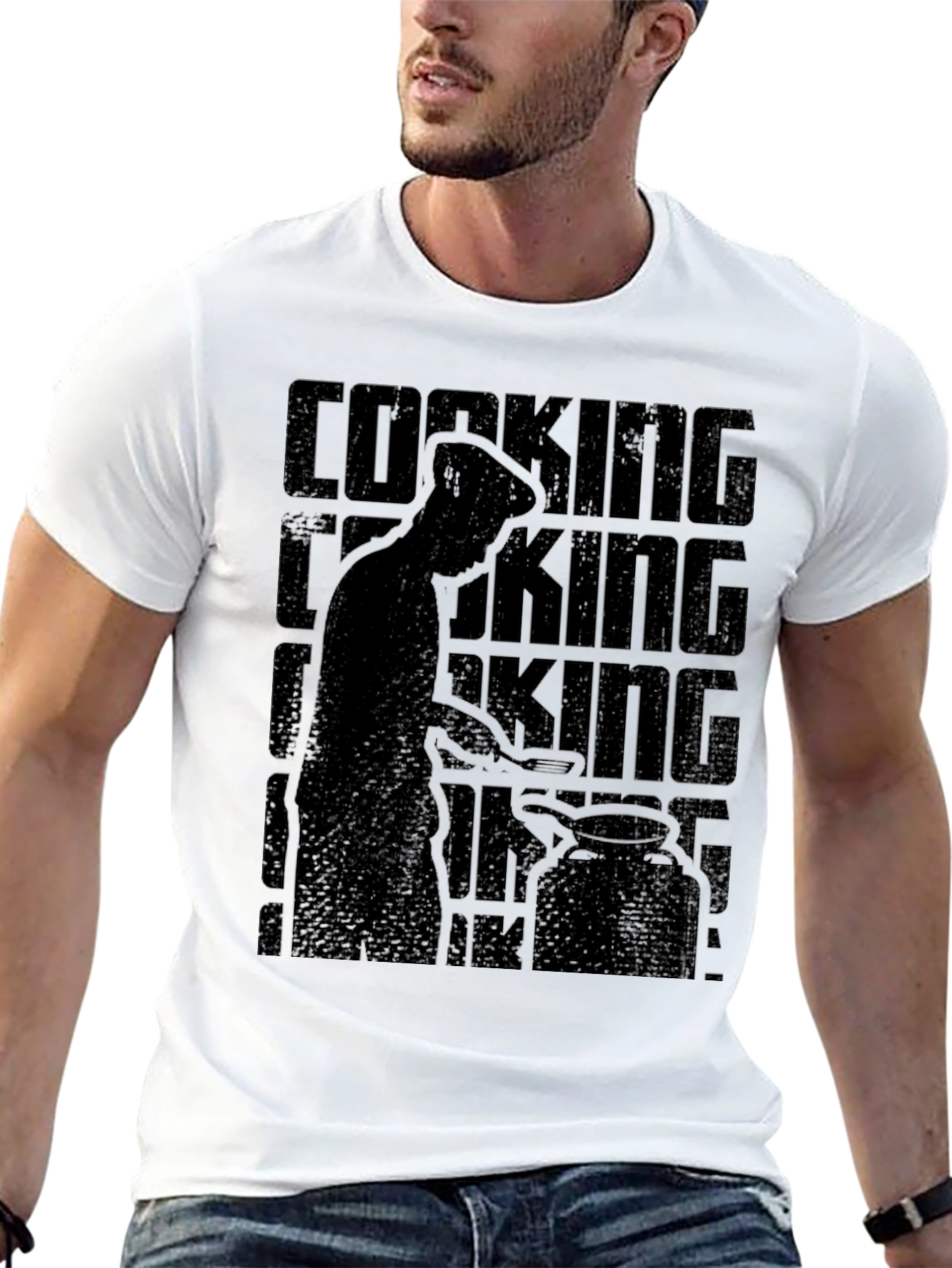 Cooking King Mens Black Graphic T-Shirt