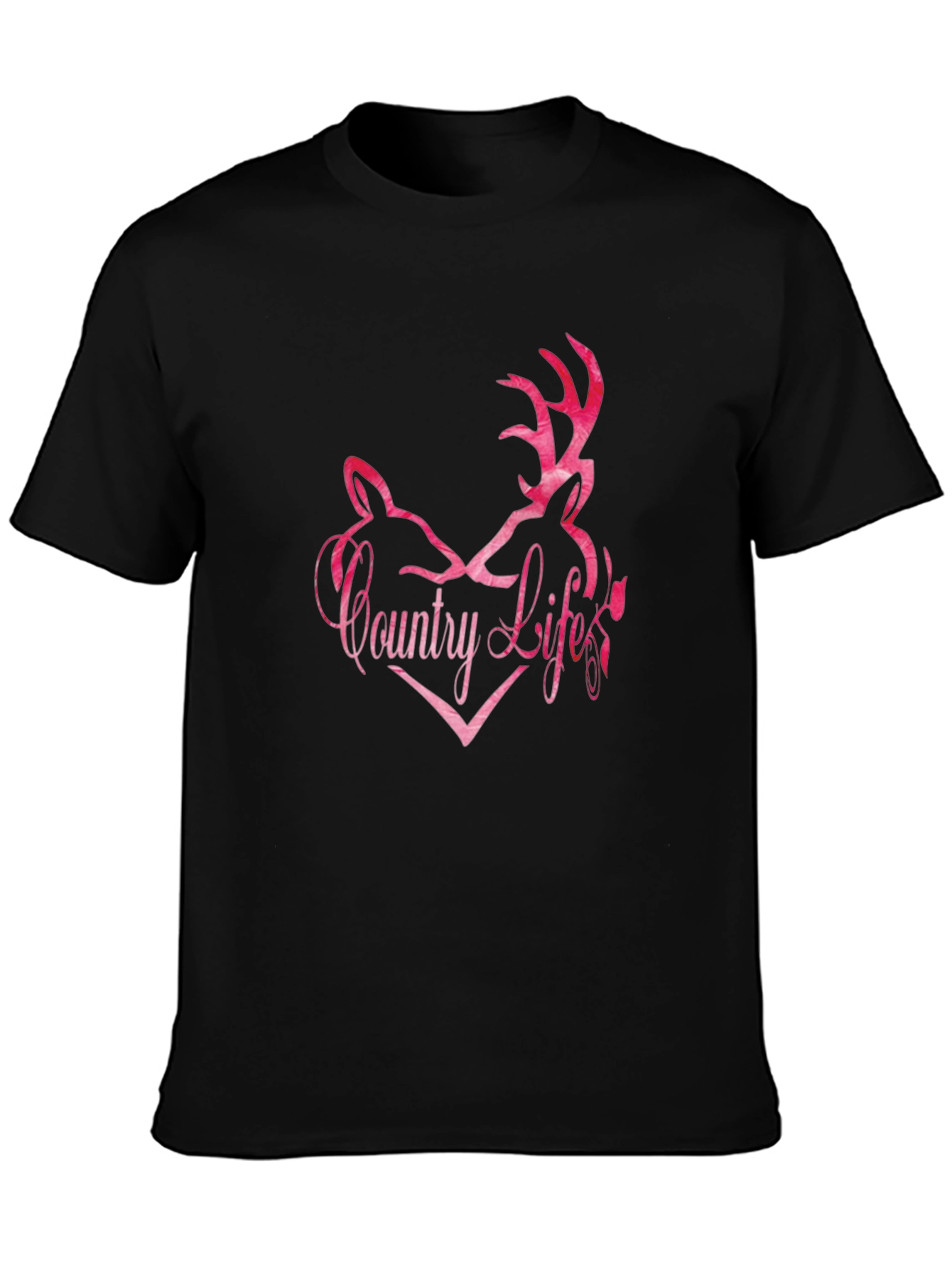 Country Life Deer Heart Graphic Tee - Black