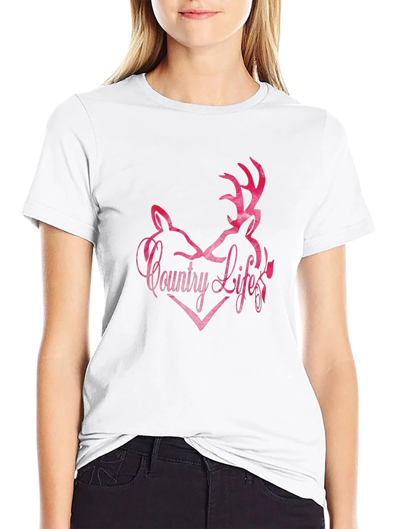 Country Life Deer Heart Graphic Tee - Black