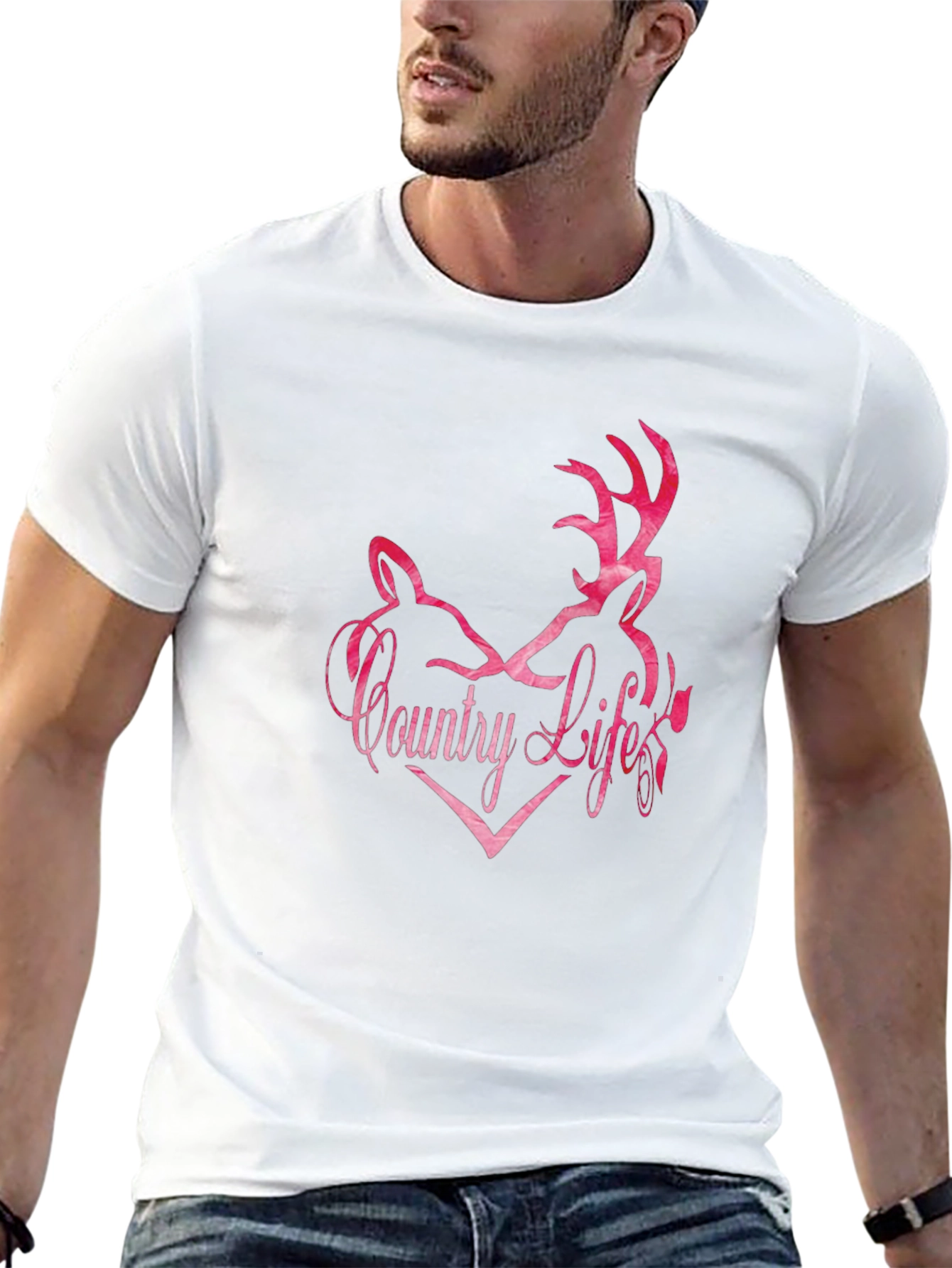 Country Life Deer Heart Graphic Tee - Black