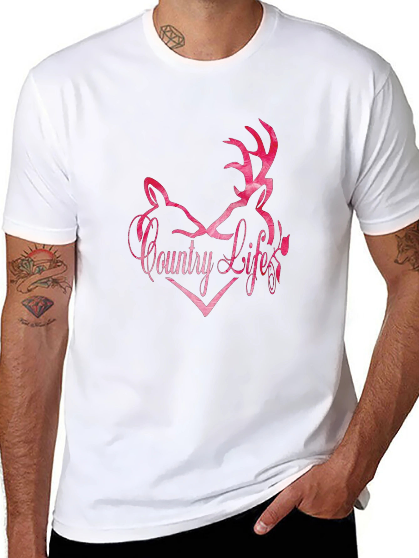Country Life Deer Heart Graphic Tee - Black