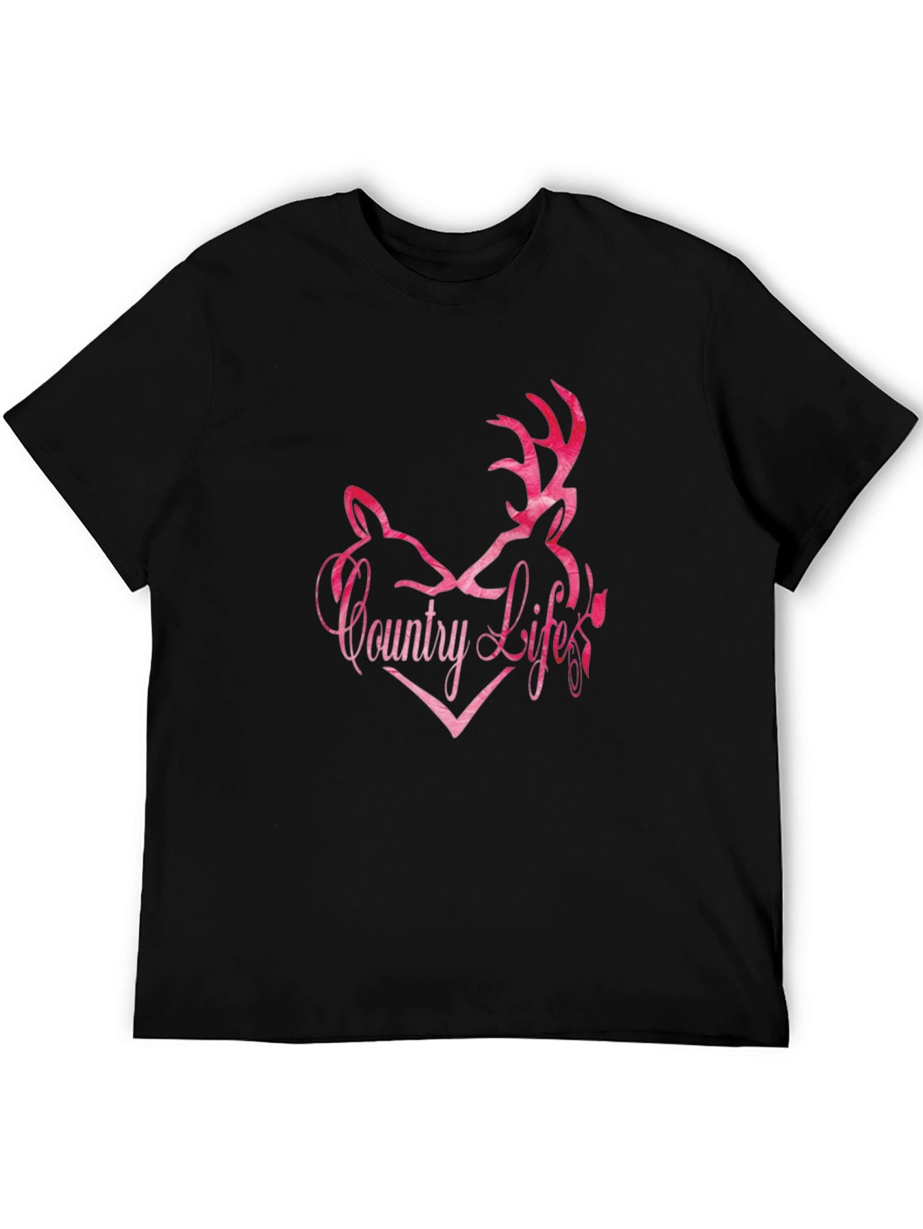Country Life Deer Heart Graphic Tee - Black