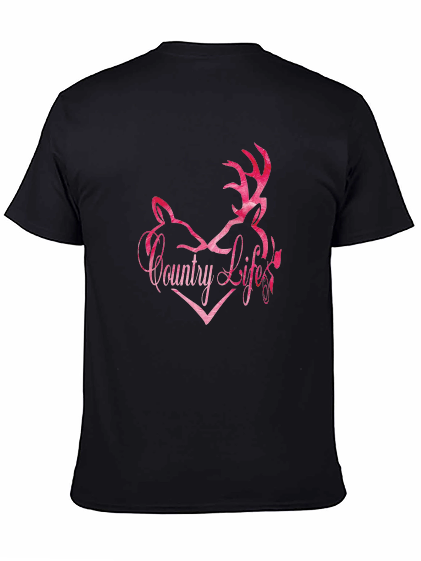 Country Life Deer Heart Graphic Tee - Black