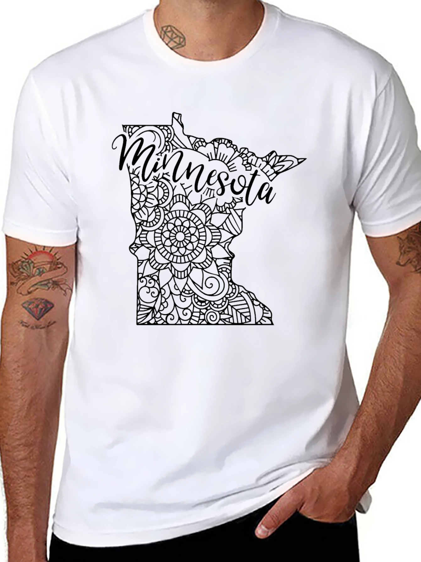 Minnesota State Mandala T-Shirt - Black Graphic Tee