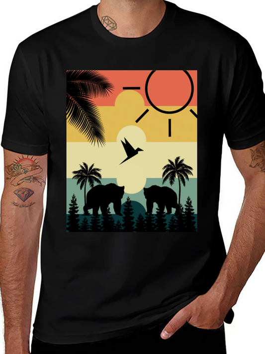 Sunset Bear Silhouette Graphic Tee