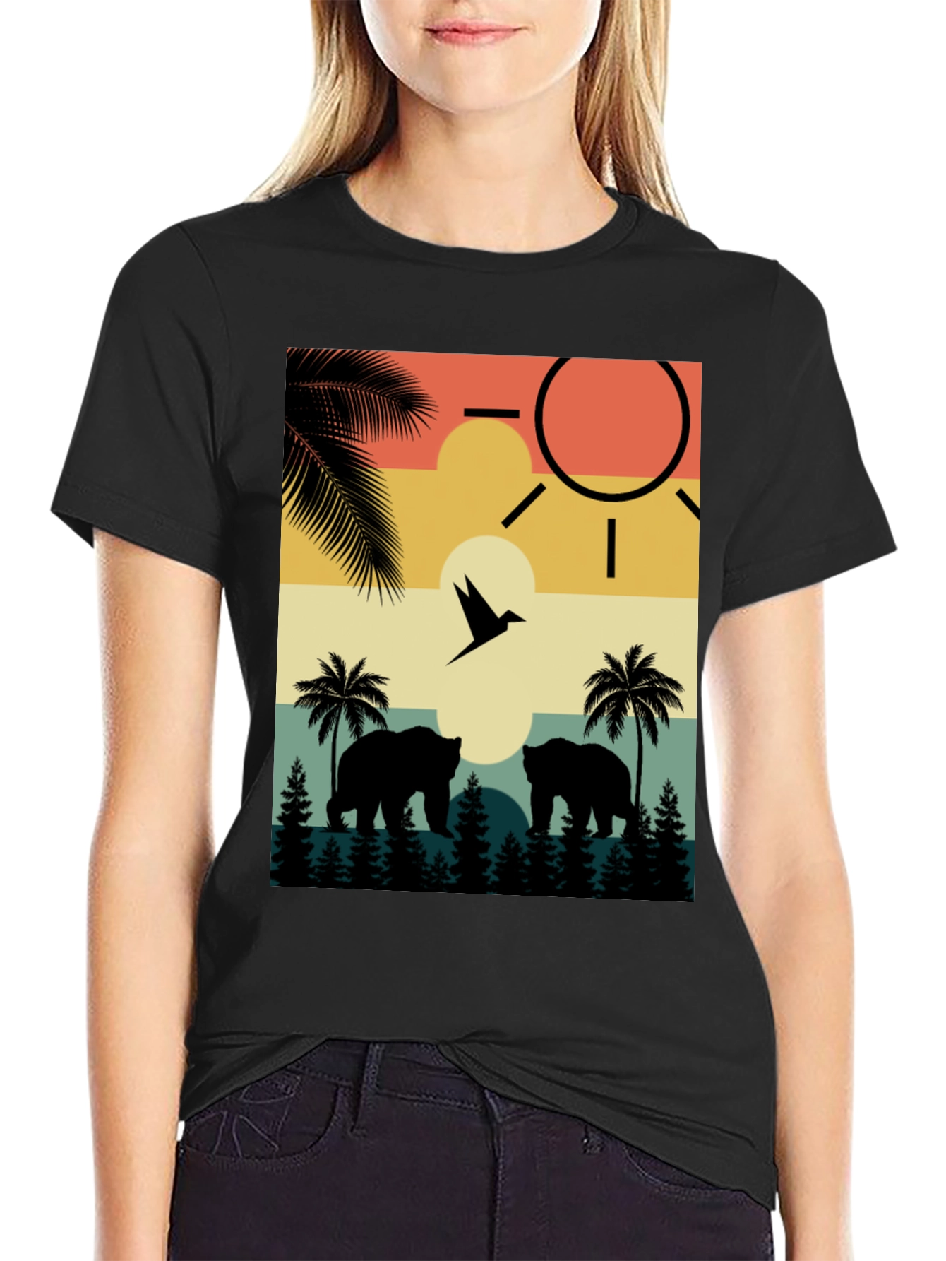 Sunset Bear Silhouette Graphic Tee