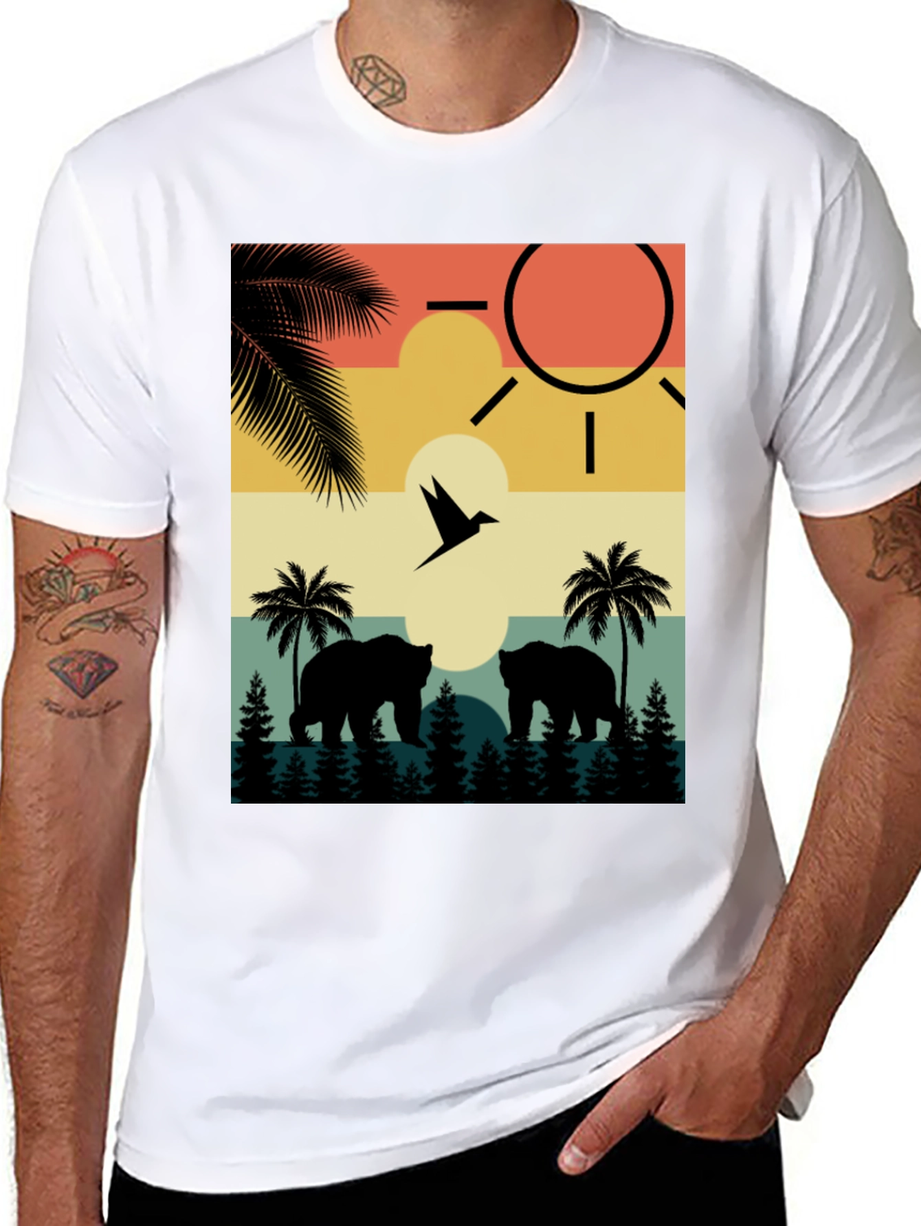 Sunset Bear Silhouette Graphic Tee