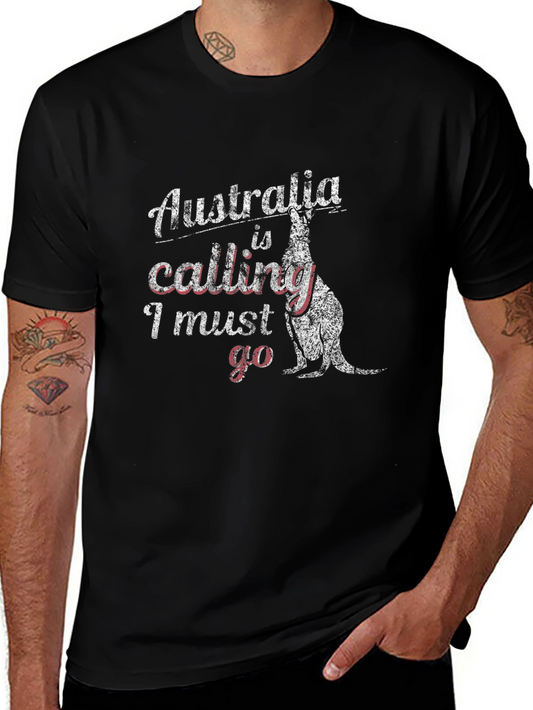 Australia Calling T-Shirt - I Must Go - Kangaroo Graphic Tee