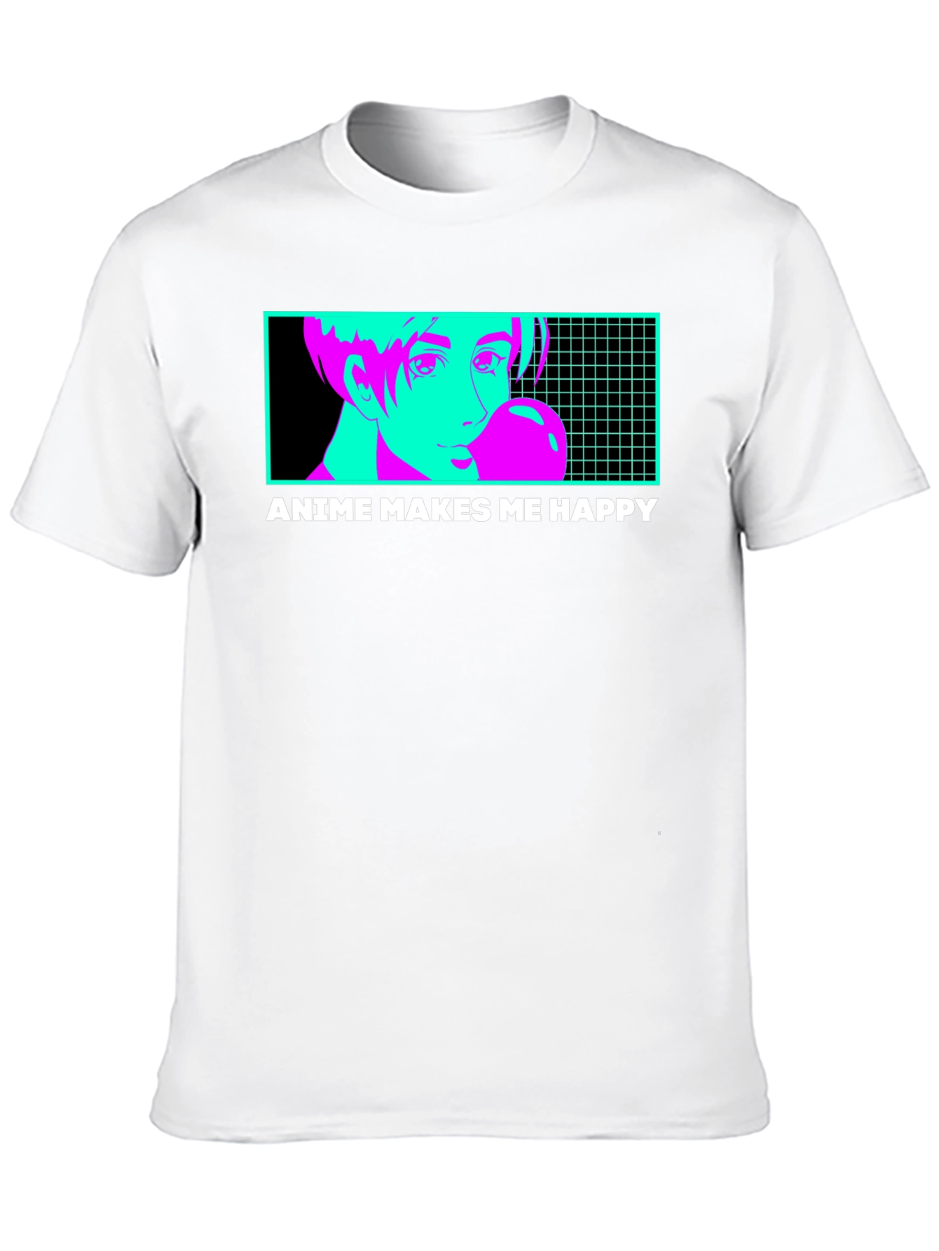 Anime Makes Me Happy T-Shirt - Black