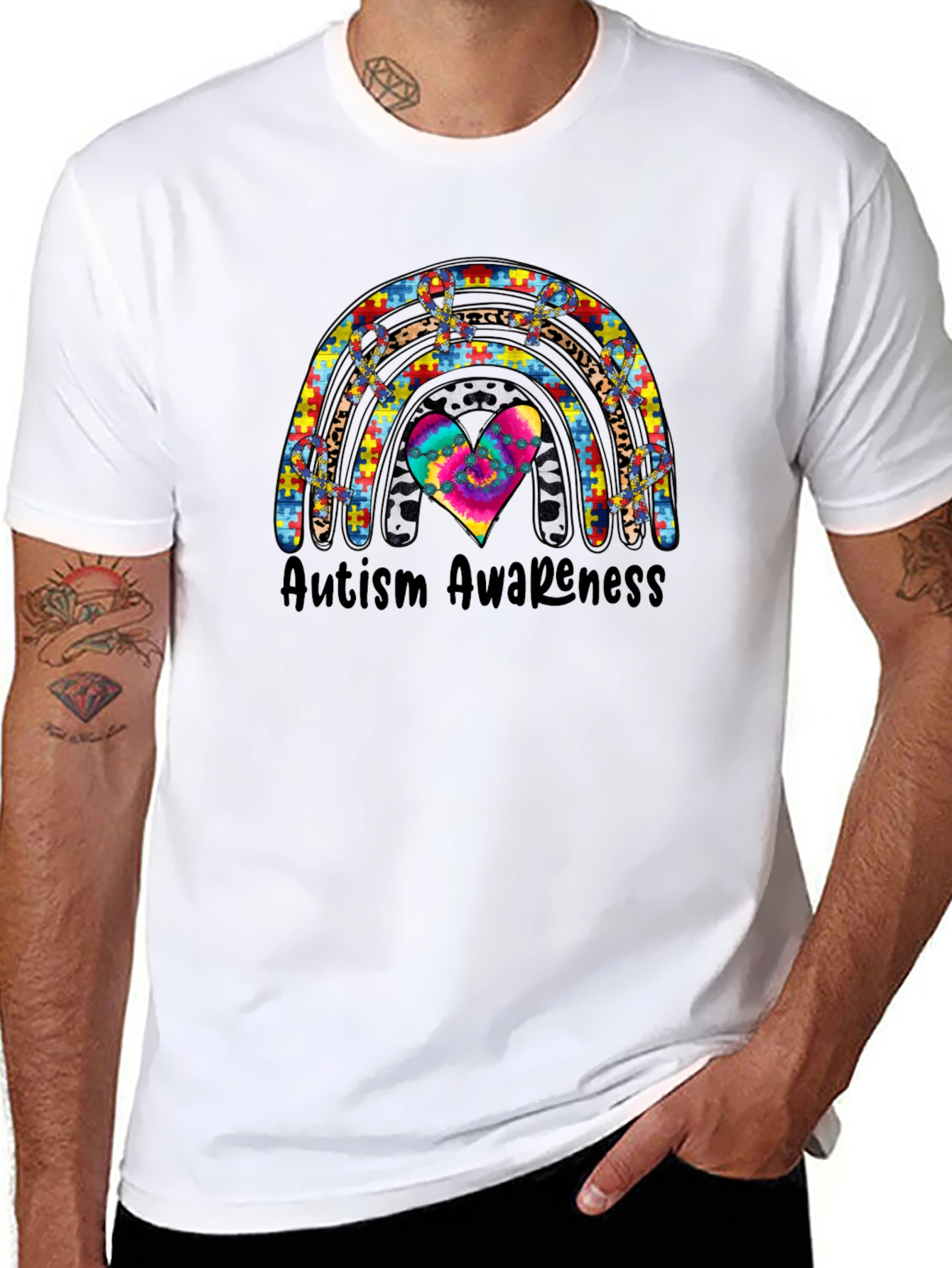 Autism Awareness Rainbow Heart T-Shirt