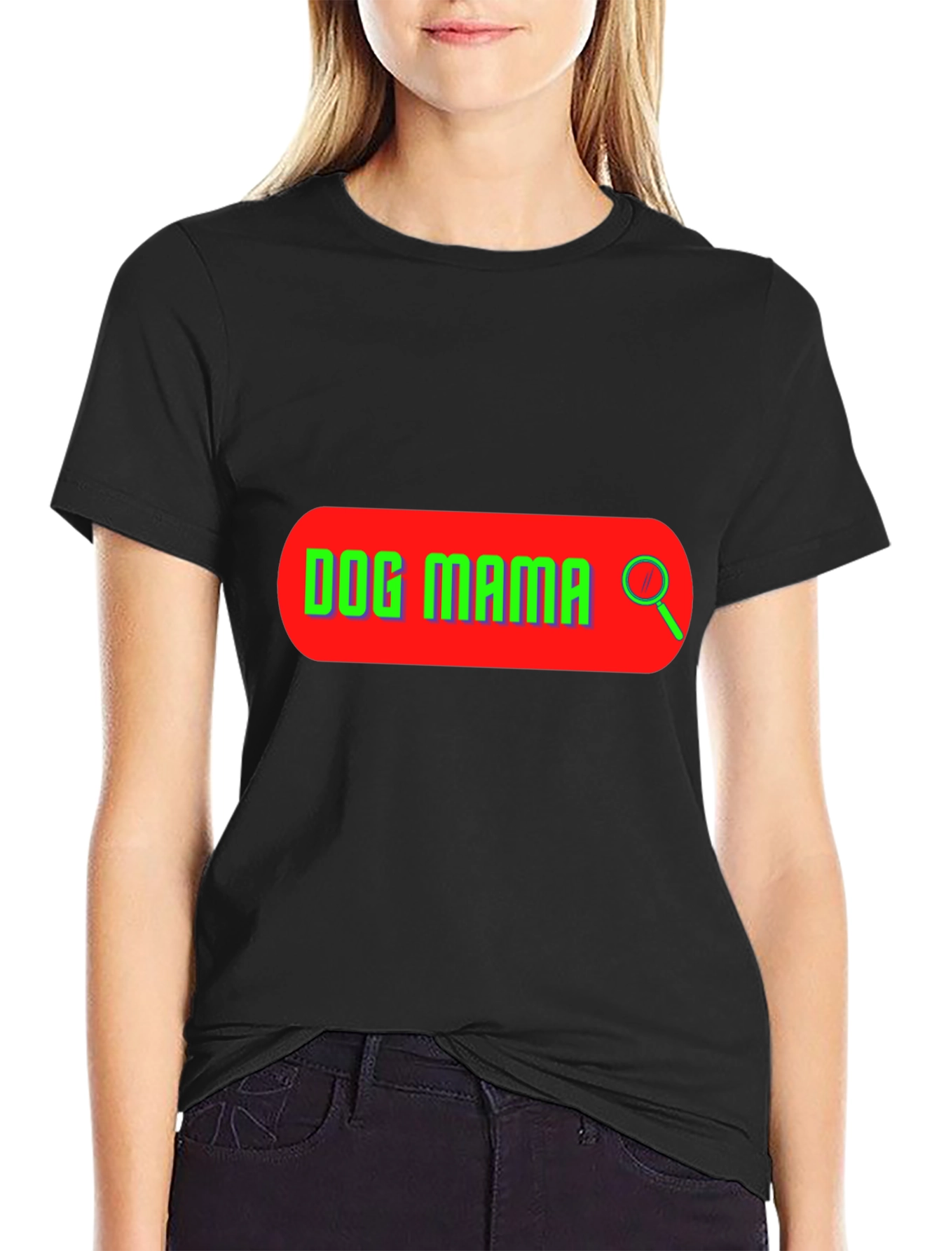 Dog Mama Search Bar T-Shirt - Black Graphic Tee