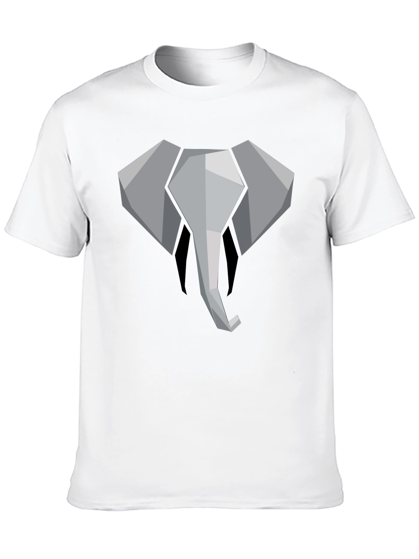 Geometric Elephant Graphic Tee - Black Cotton Shirt