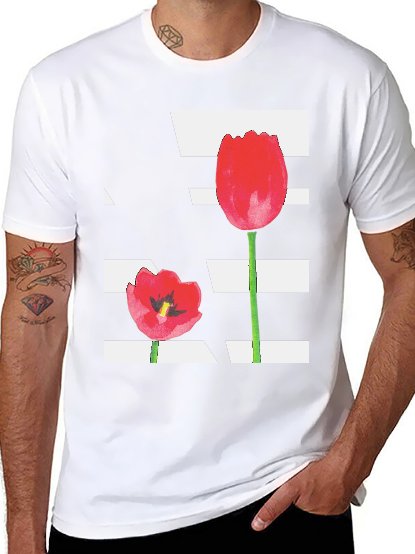 Floral Tulip Graphic Tee - Black
