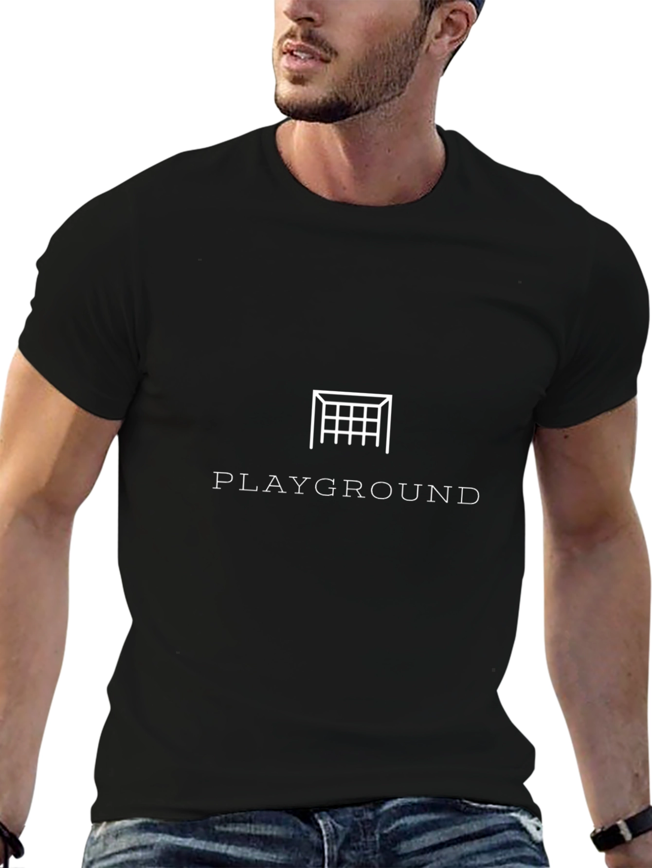 Playground Soccer Goal Graphic Tee - Stylish Black T-Shirt