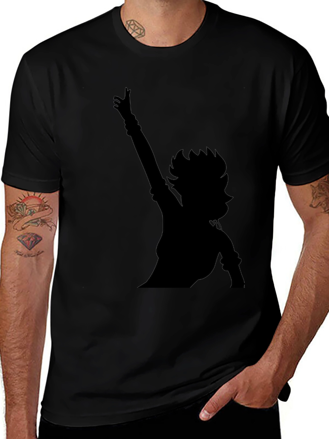 Silhouette Graphic Tee - Black Cotton Blend Casual Wear
