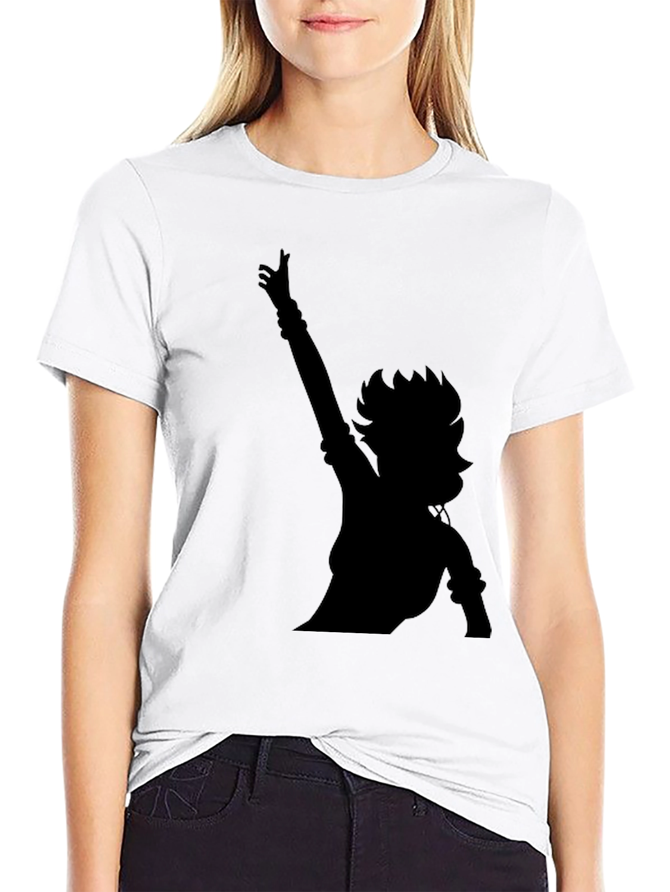 Silhouette Graphic Tee - Black Cotton Blend Casual Wear