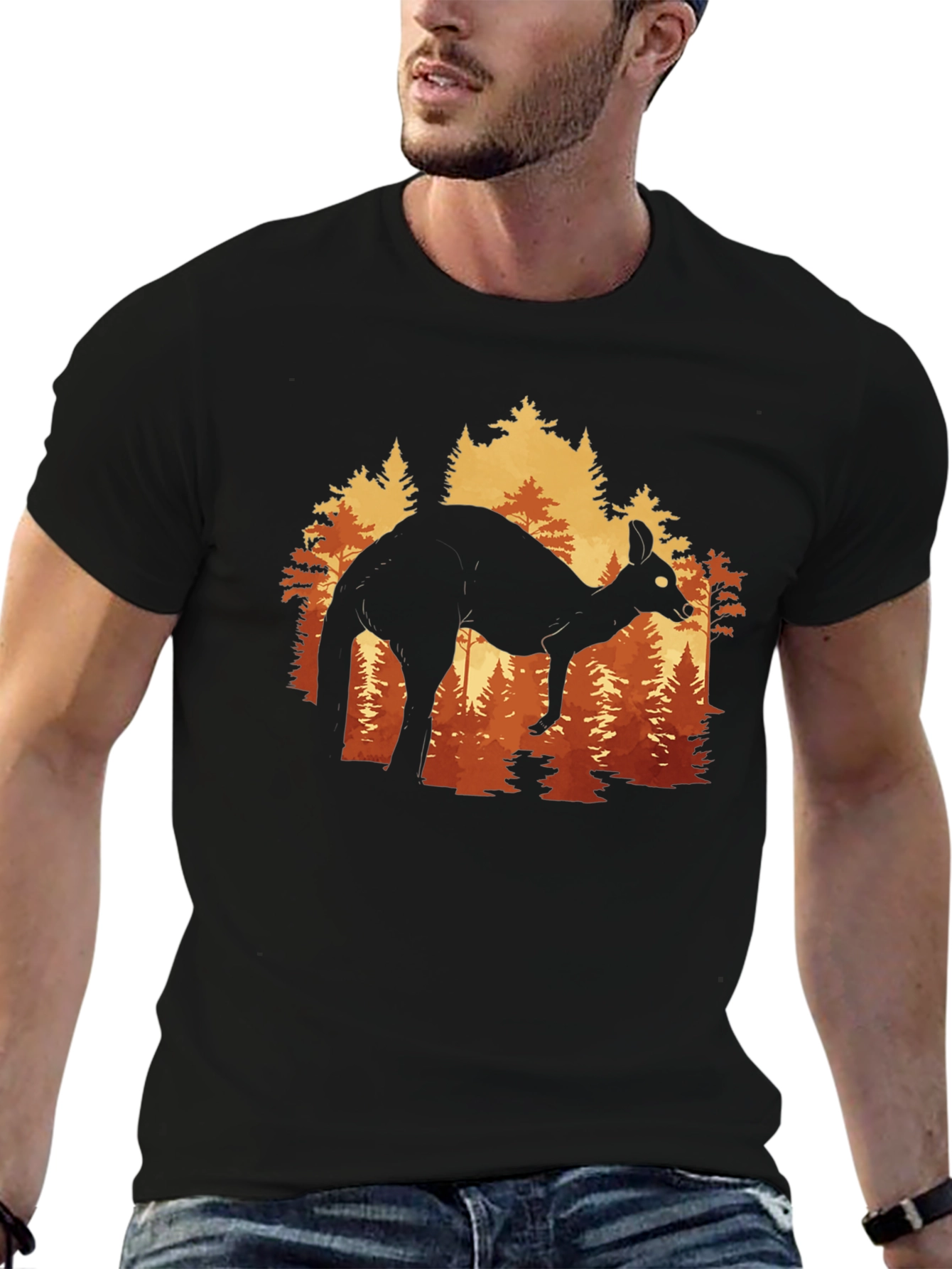 Kangaroo Forest Silhouette Graphic Tee - Unisex