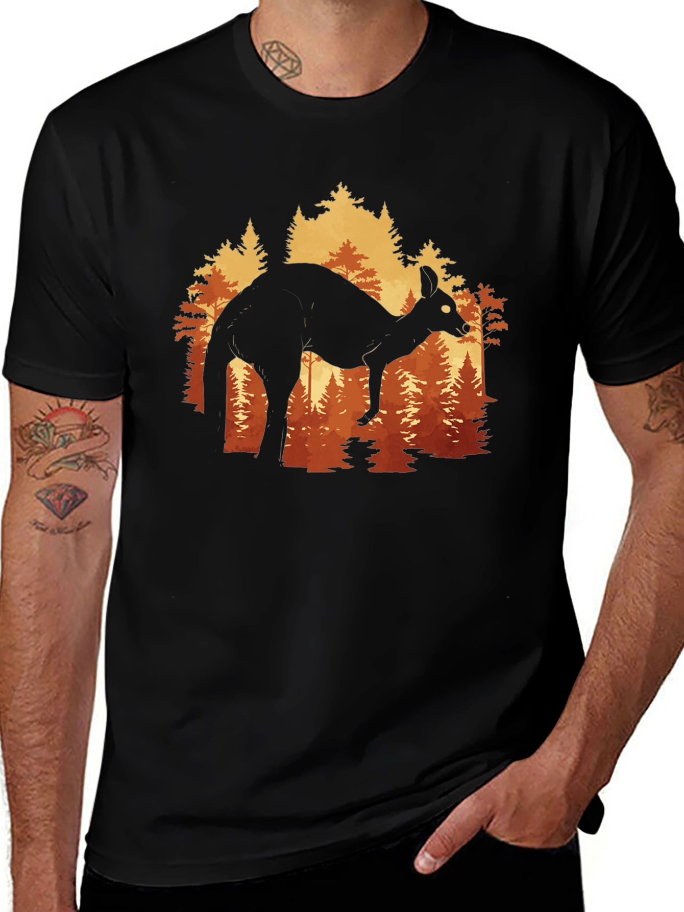 Kangaroo Forest Silhouette Graphic Tee - Unisex