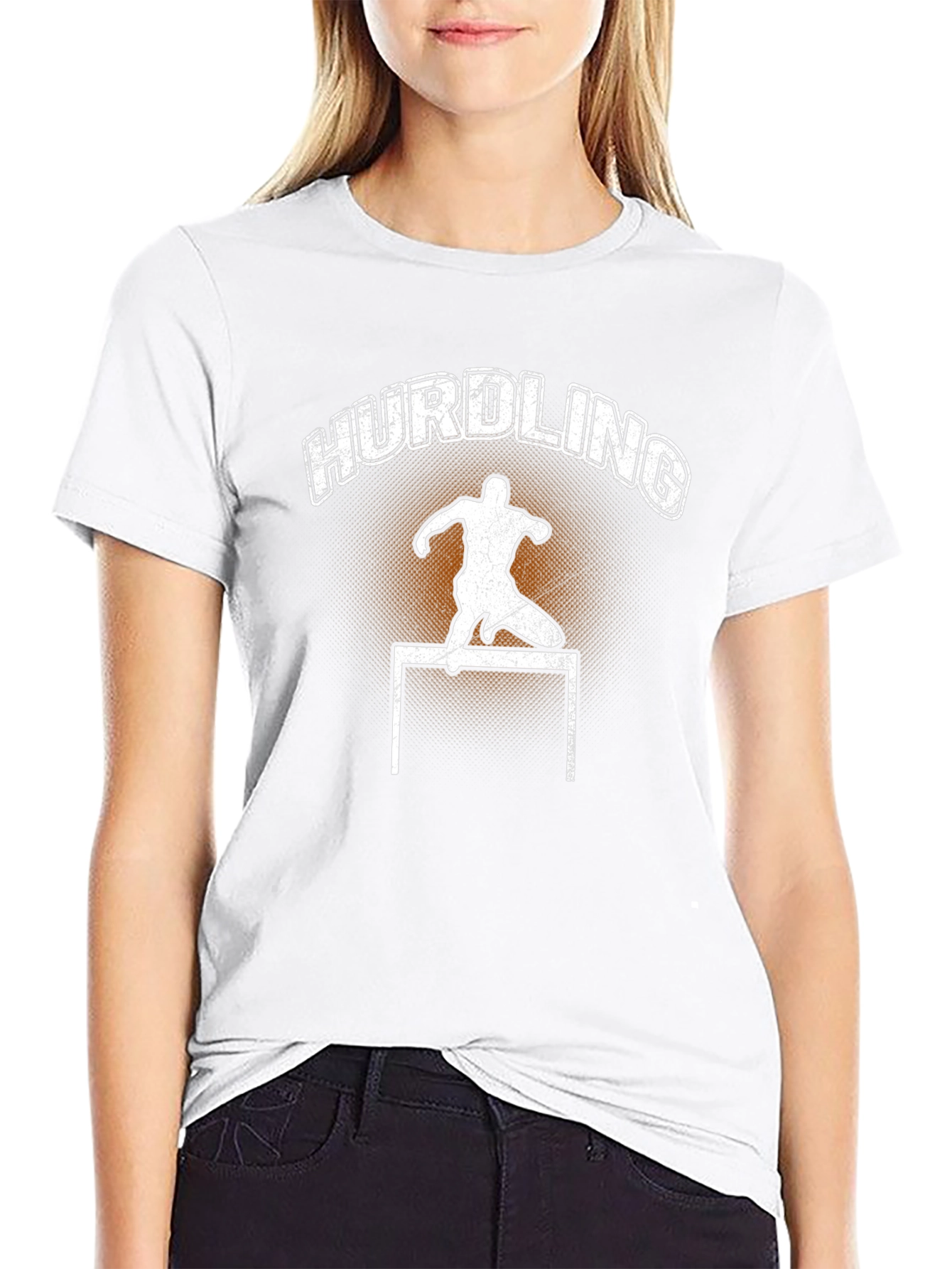 Hurdling Silhouette Graphic T-Shirt
