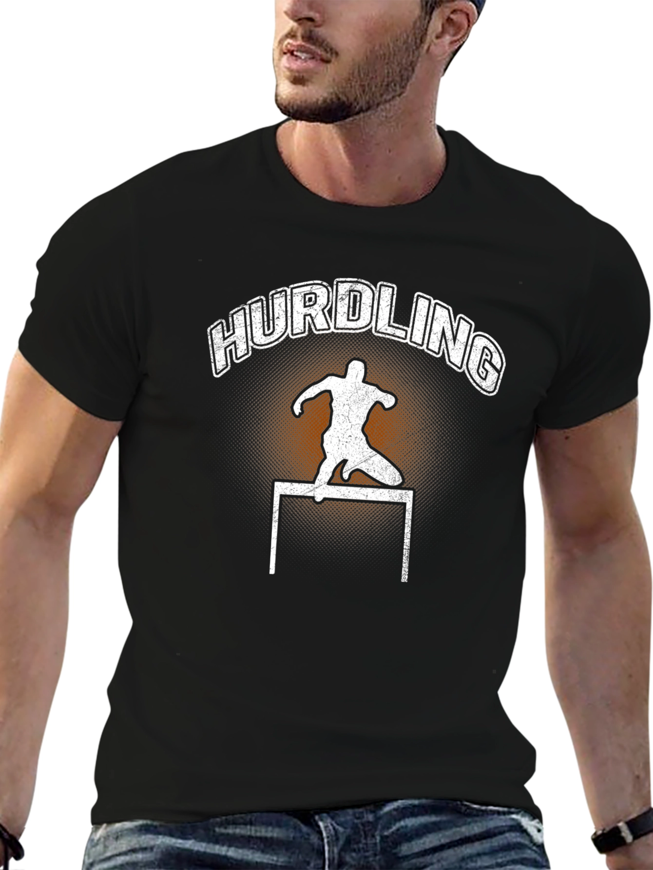 Hurdling Silhouette Graphic T-Shirt