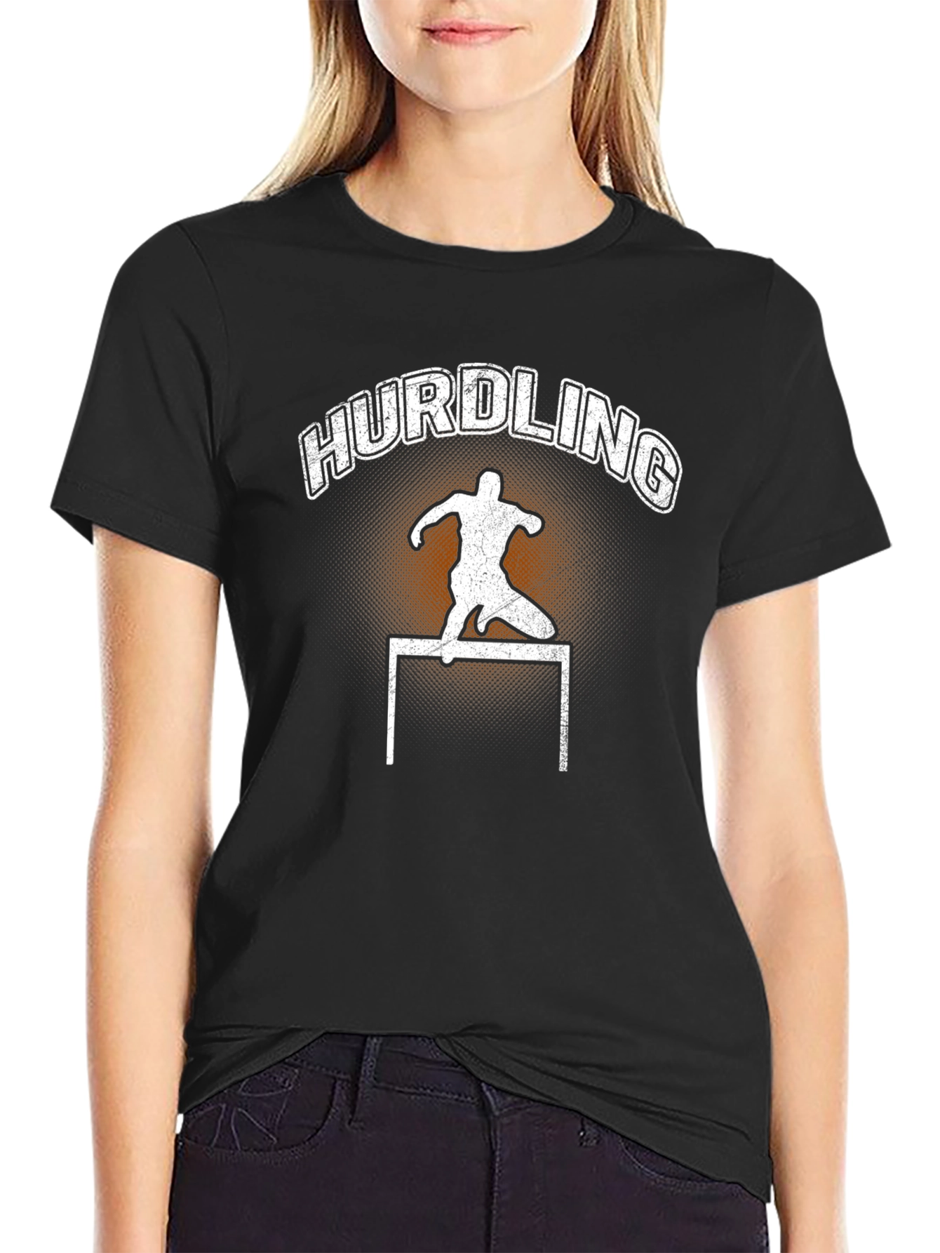 Hurdling Silhouette Graphic T-Shirt