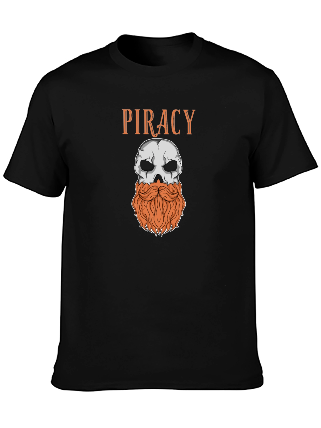 Piracy Skull T-Shirt - Bearded Pirate Graphic Tee