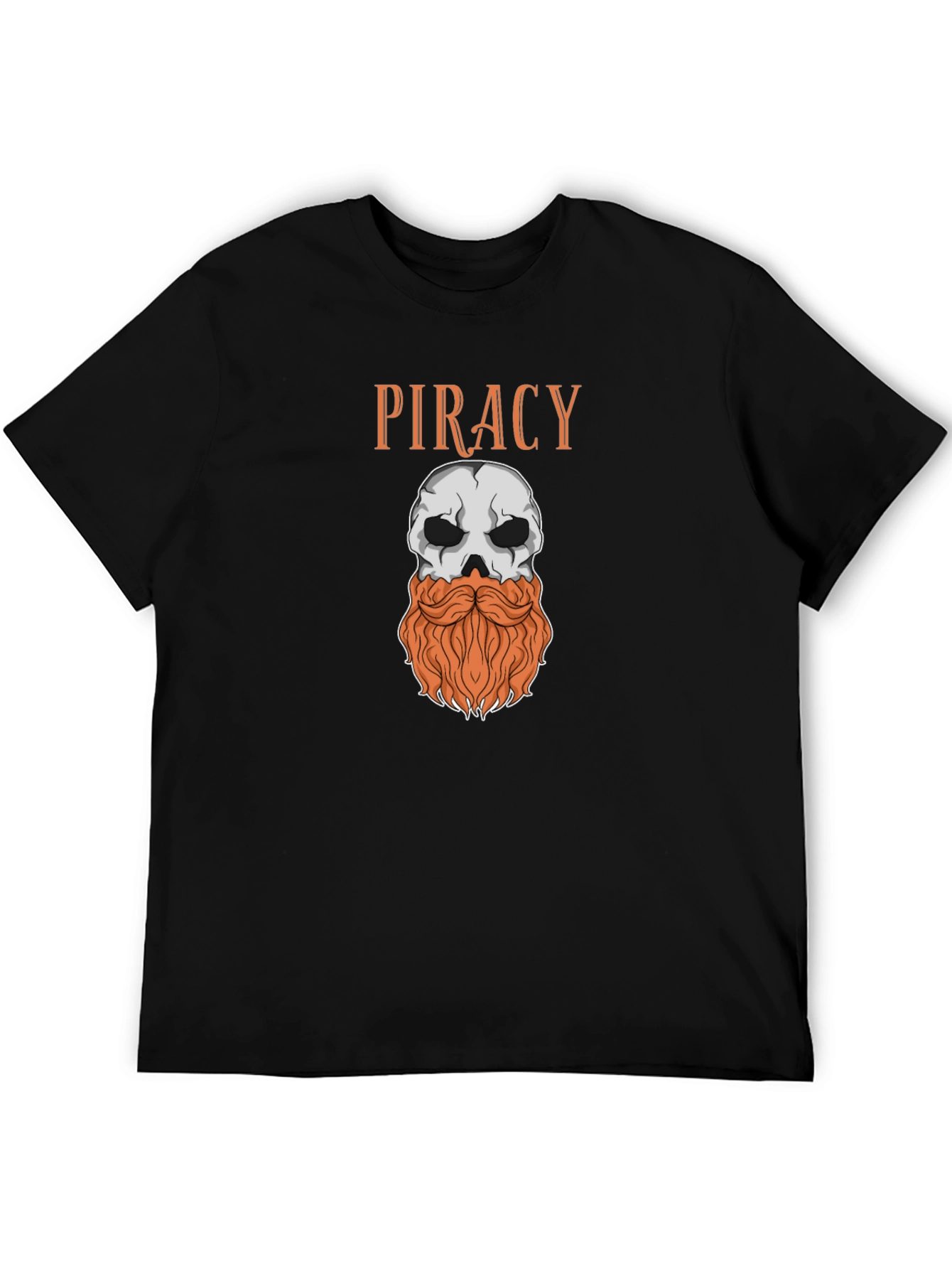 Piracy Skull T-Shirt - Bearded Pirate Graphic Tee