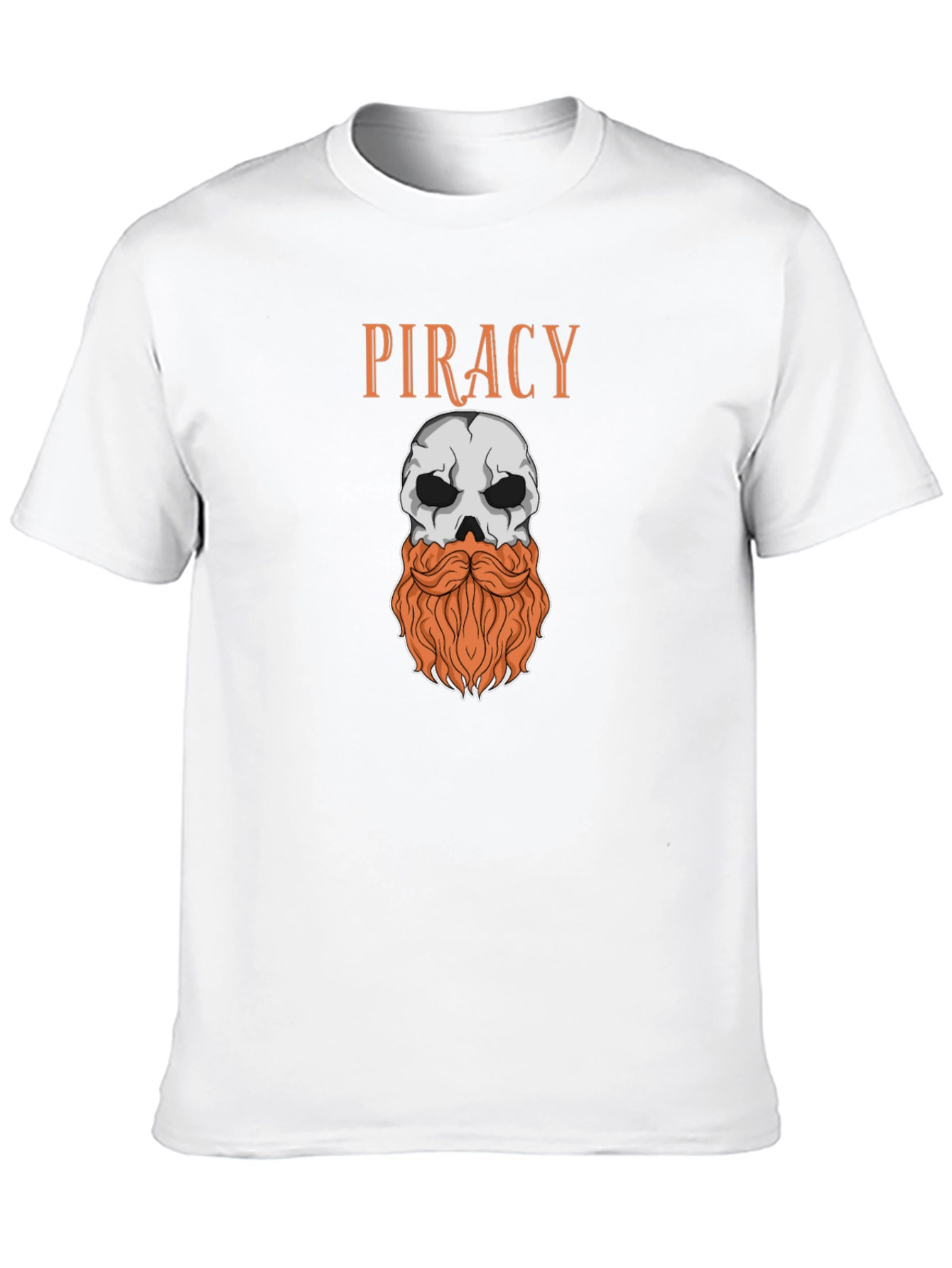 Piracy Skull T-Shirt - Bearded Pirate Graphic Tee