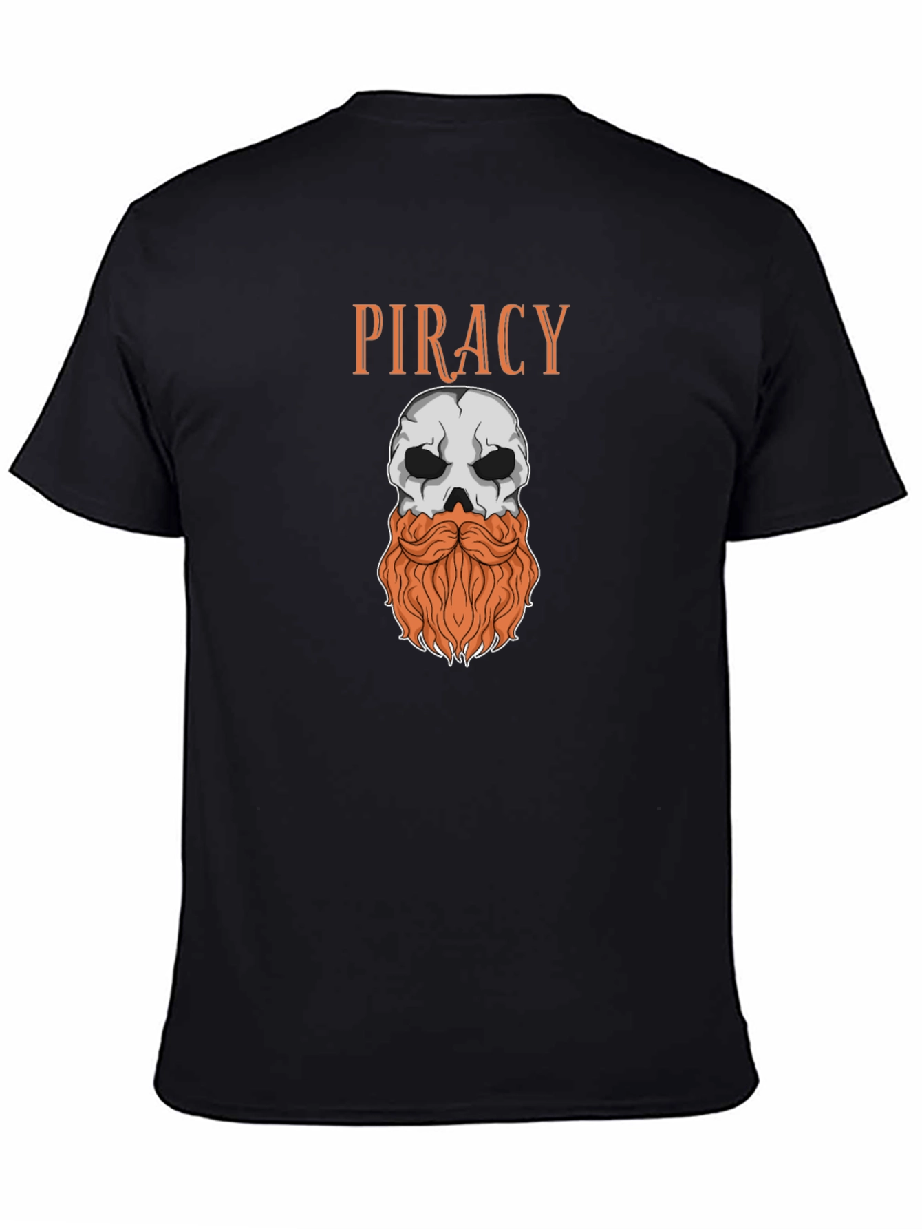 Piracy Skull T-Shirt - Bearded Pirate Graphic Tee