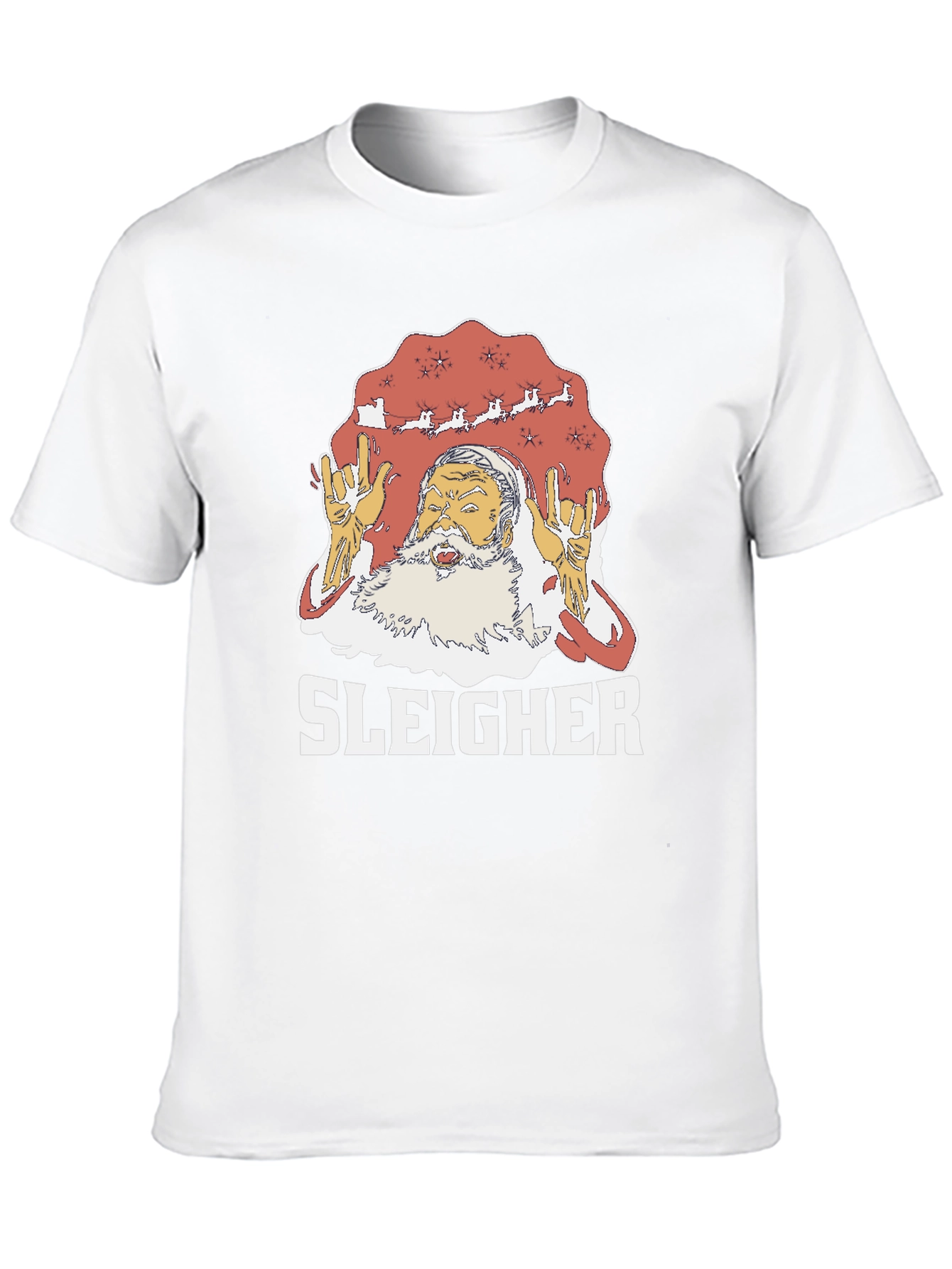 Sleigher Rock Santa Graphic T-Shirt
