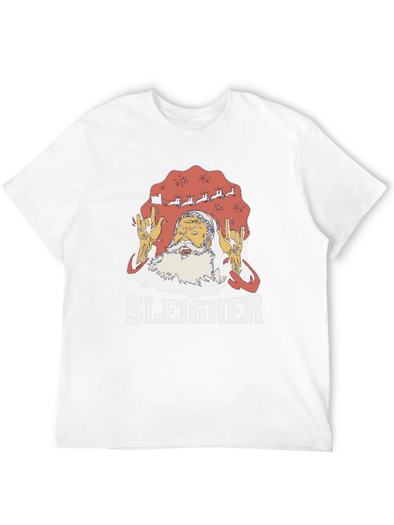 Sleigher Rock Santa Graphic T-Shirt