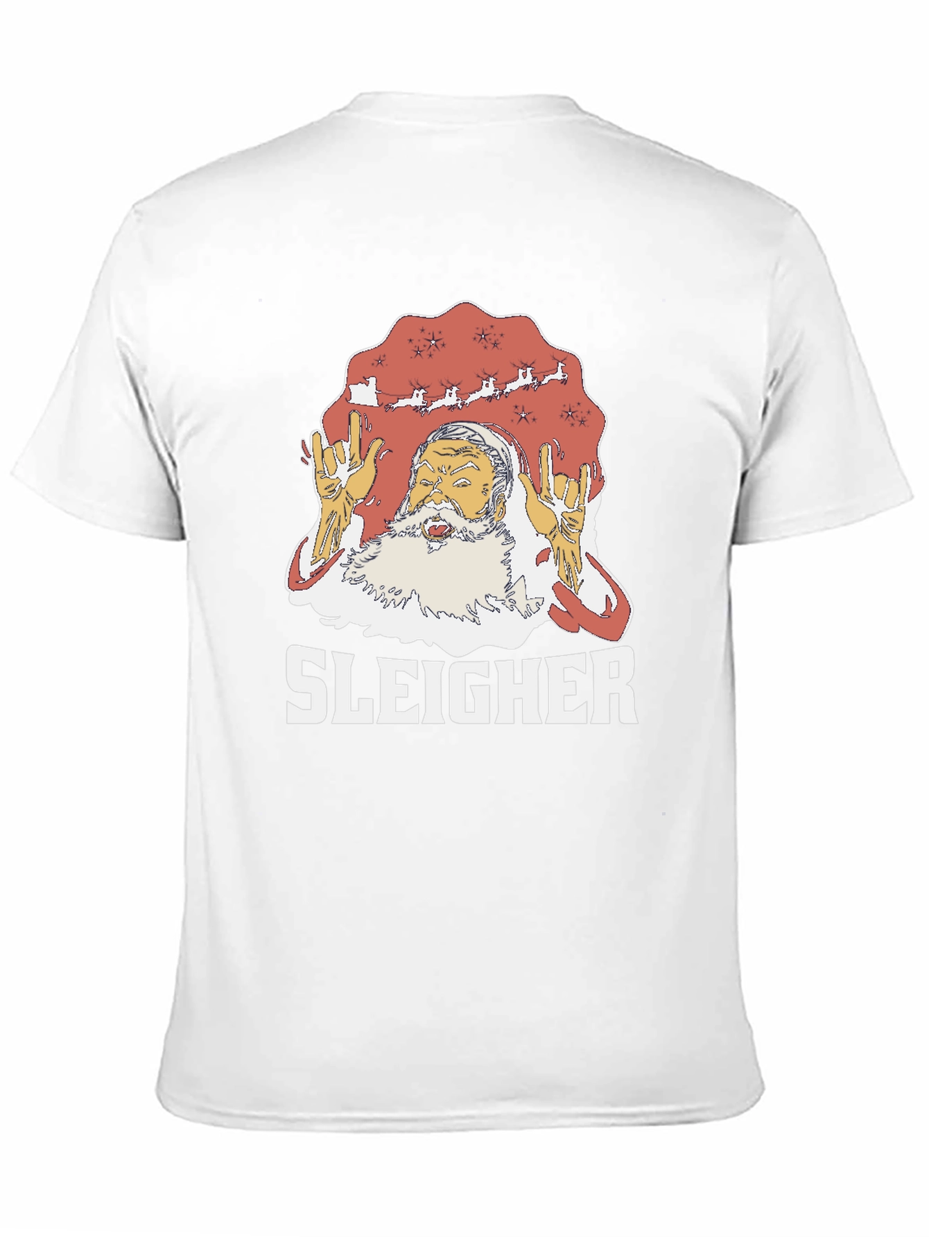 Sleigher Rock Santa Graphic T-Shirt