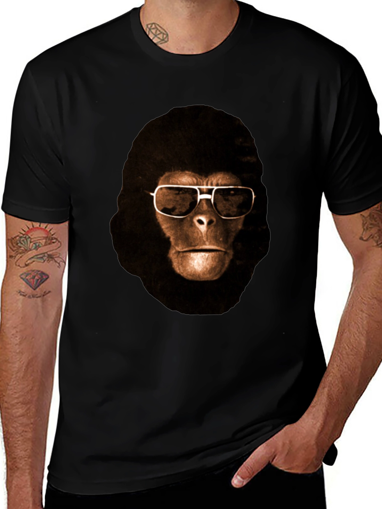 Cool Ape Graphic Tee - Black Cotton T-Shirt