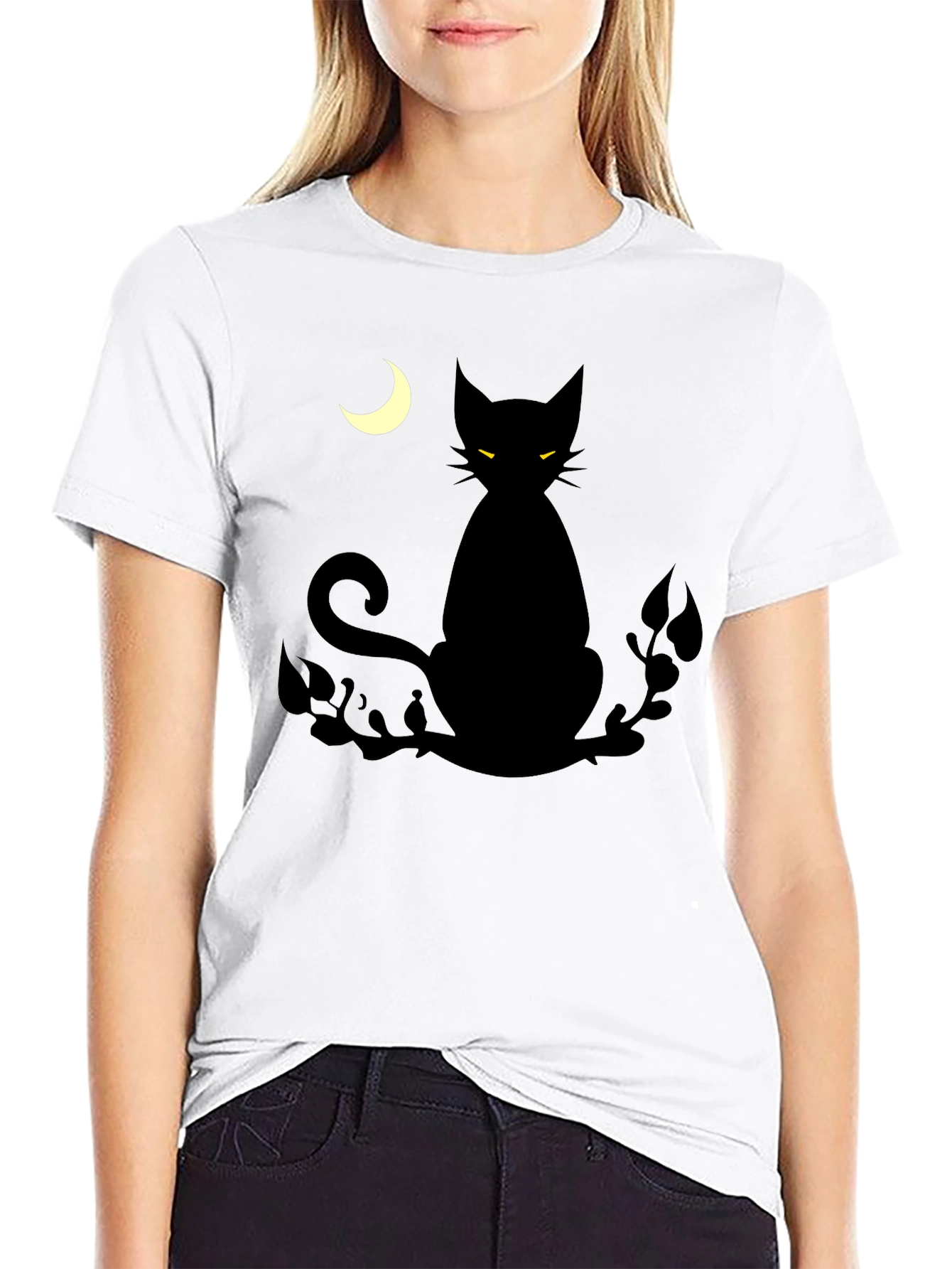 Black Cat Moon Graphic T-Shirt