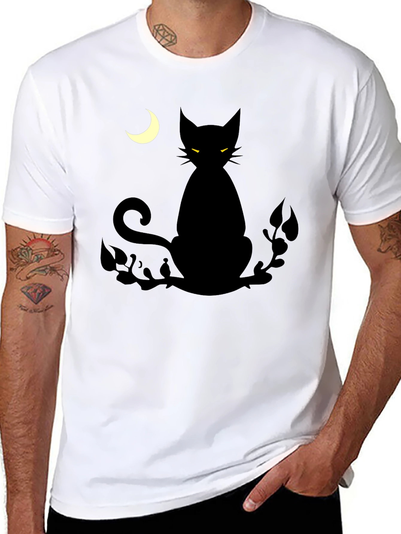 Black Cat Moon Graphic T-Shirt