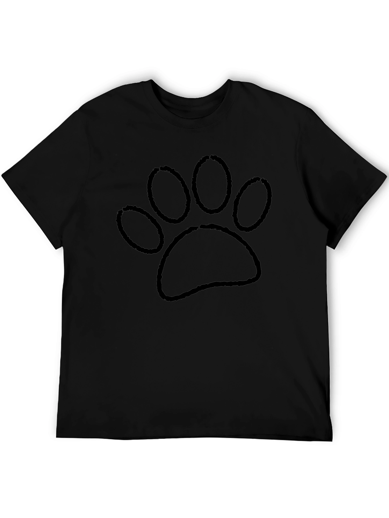 Black T-Shirt with Distressed Paw Print