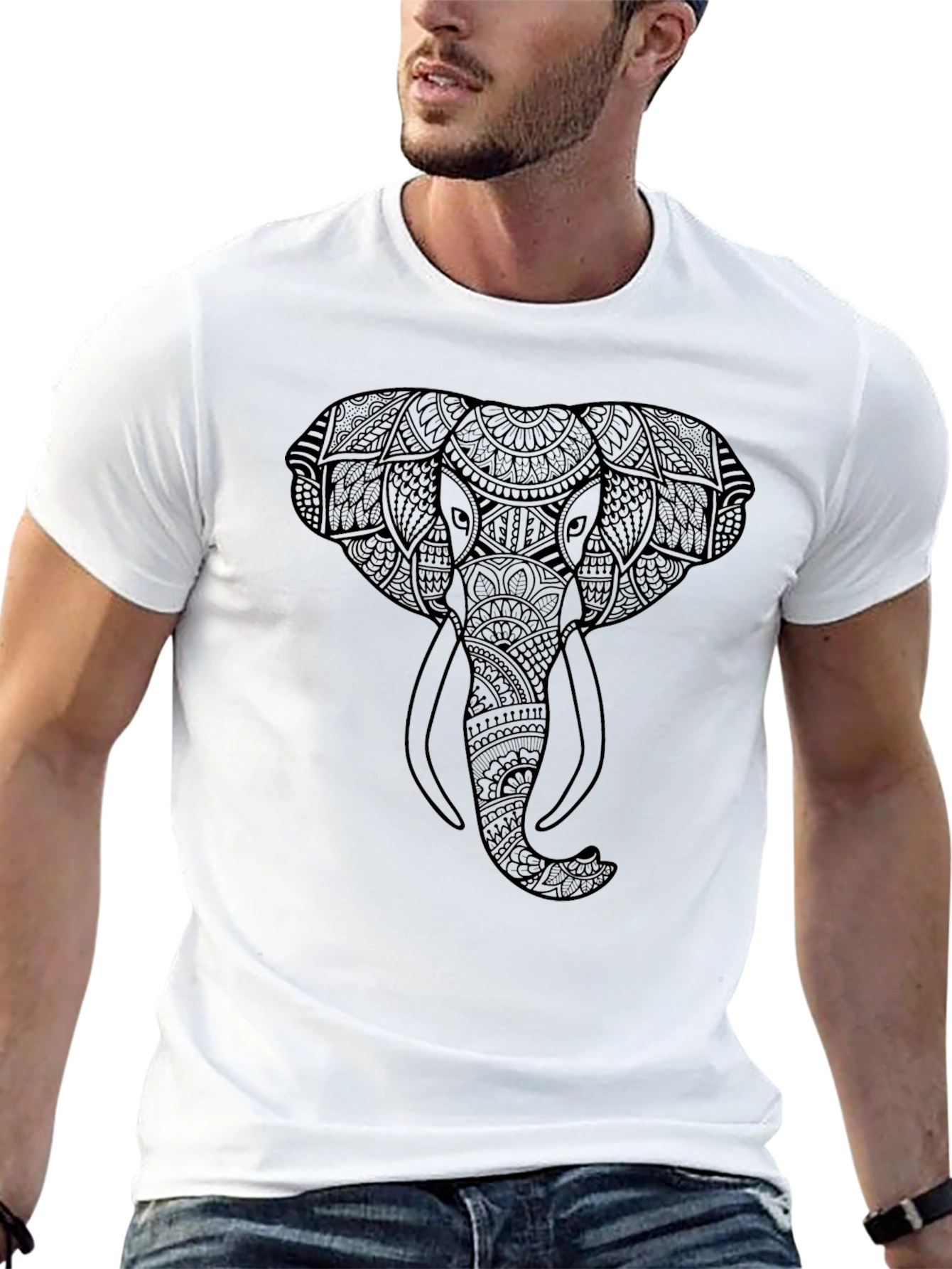 Elephant Mandala T-Shirt - Artistic Black Tee