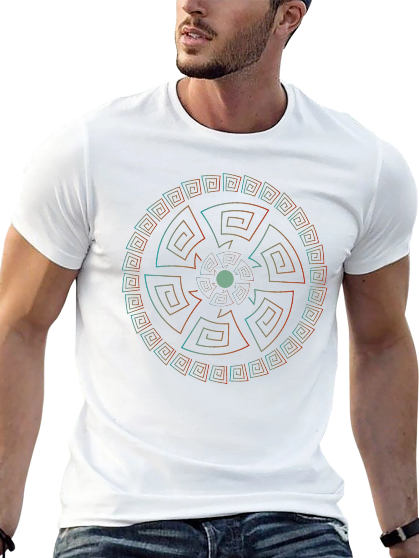 Geometric Circle Graphic Tee - Black