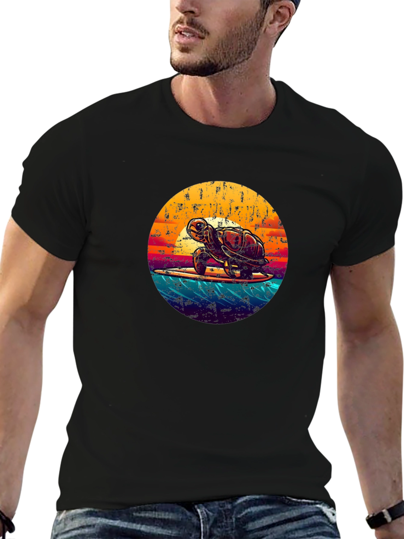 Retro Turtle Surfing T-Shirt