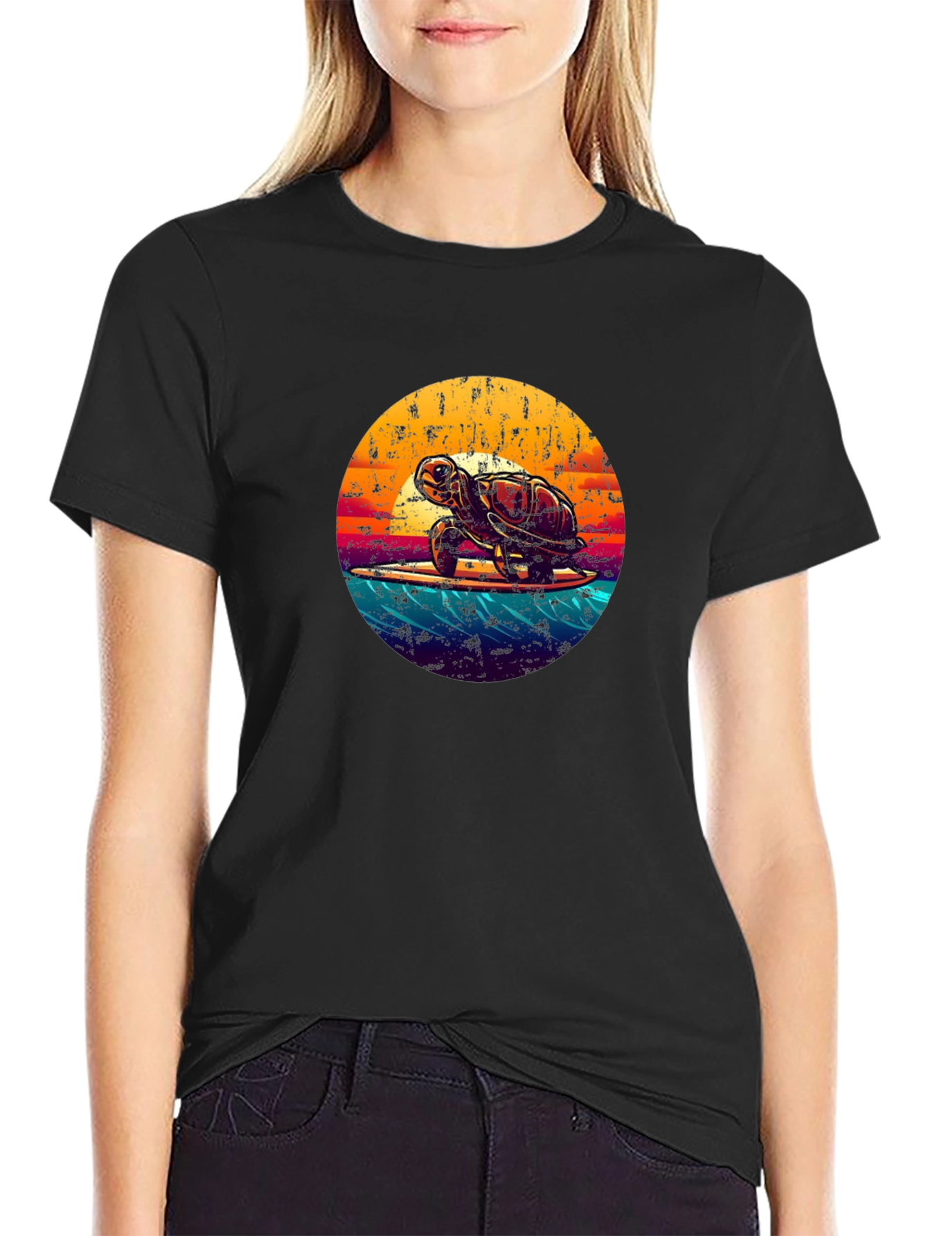 Retro Turtle Surfing T-Shirt