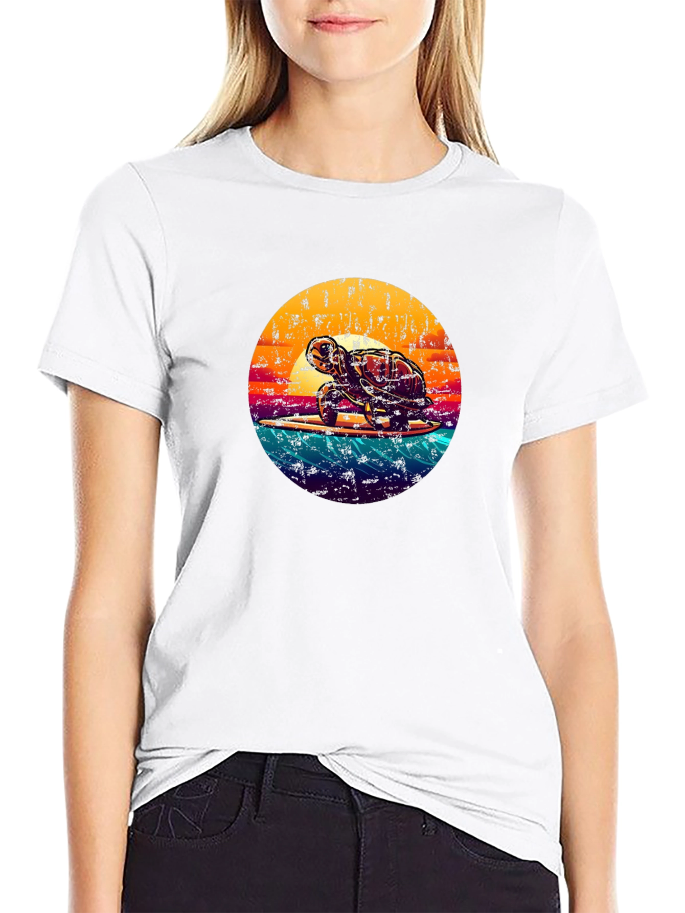 Retro Turtle Surfing T-Shirt