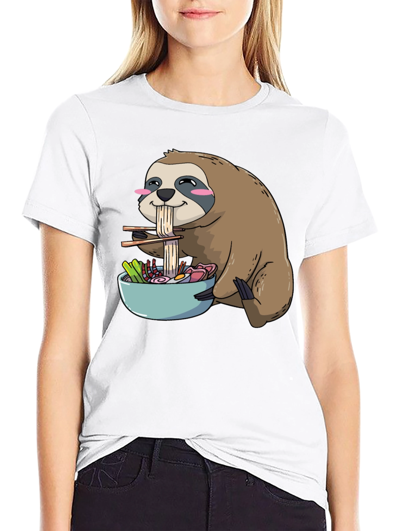Sloth Ramen T-Shirt: Cute Kawaii Anime Design